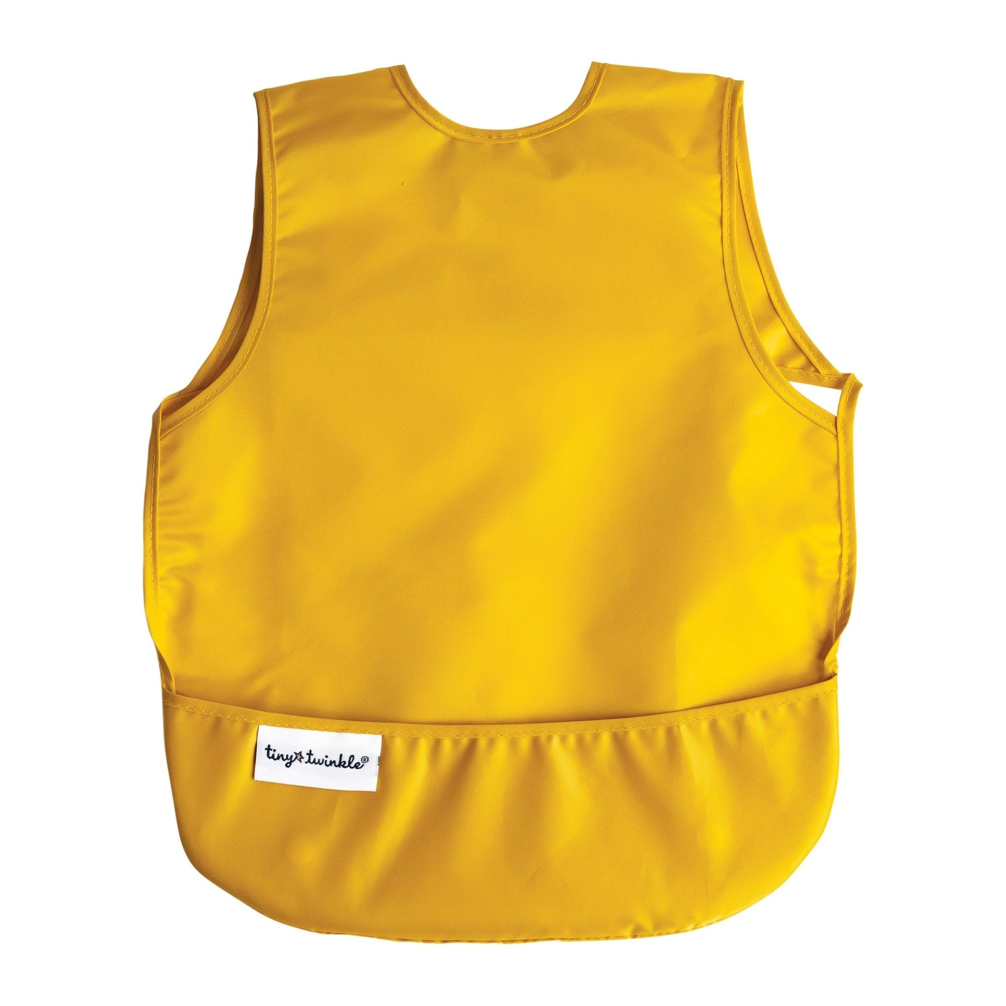Tiny Twinkle - Mess - Proof Apron Bib 2 Pack - Taupe, Dandelion (No Ruffles)
