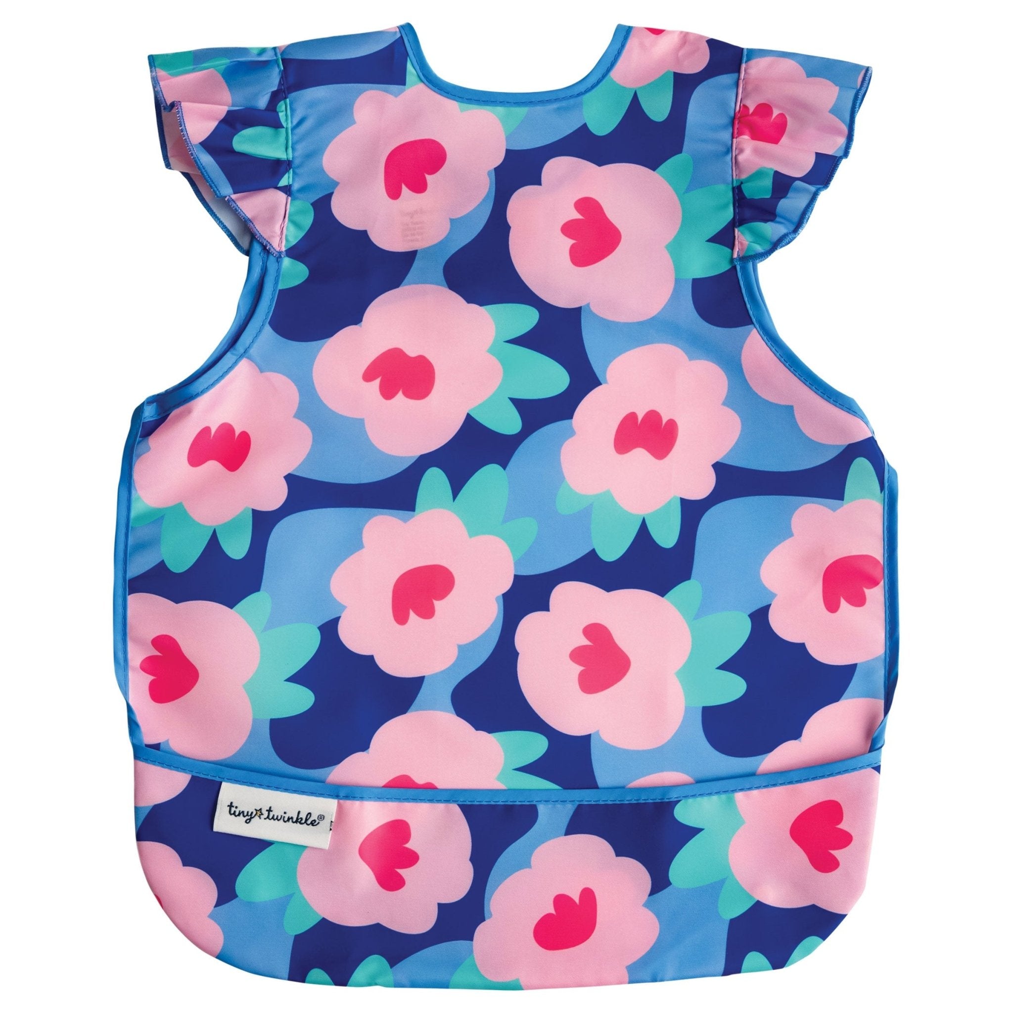 Tiny Twinkle - Mess - Proof Apron Bib - Blue Floral