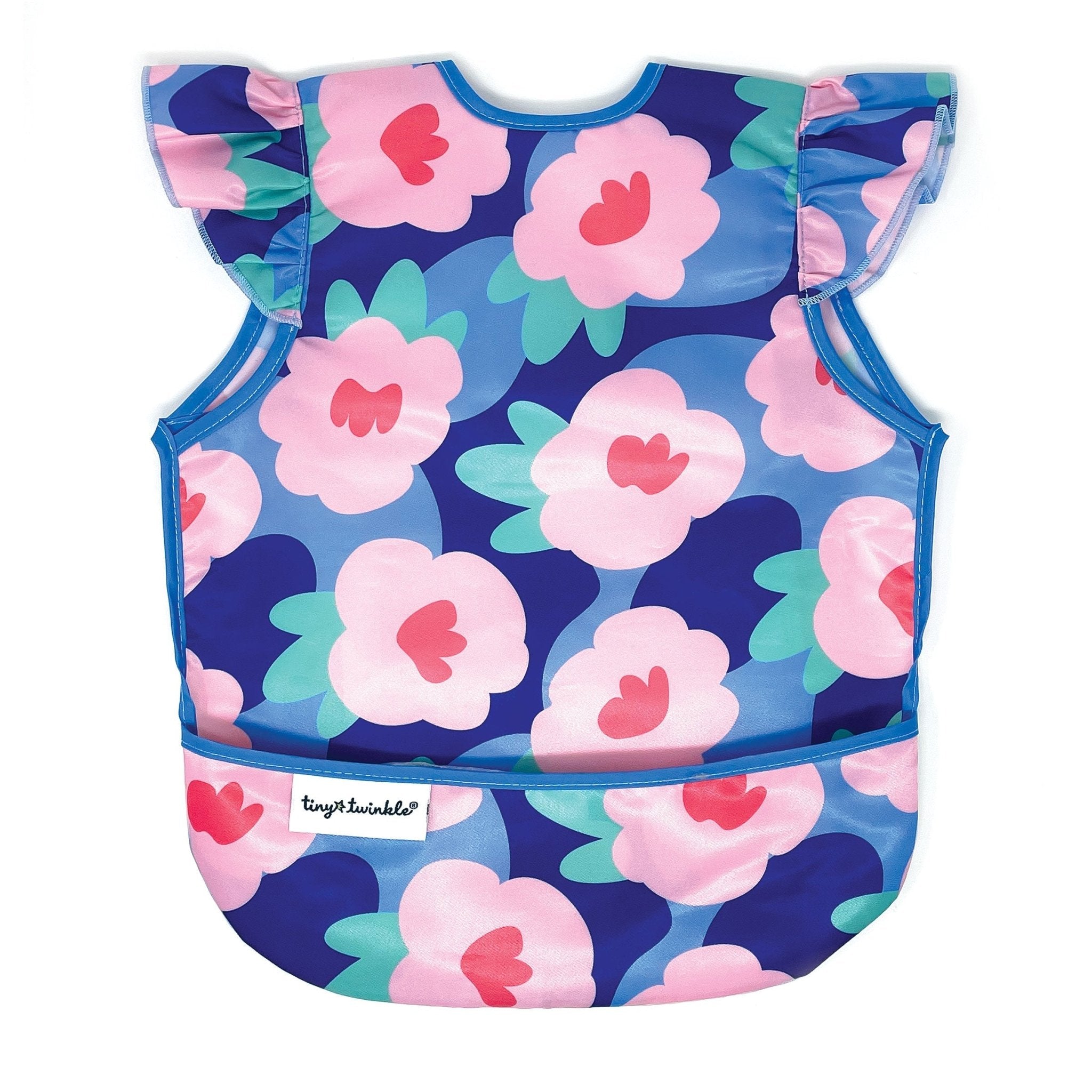 Tiny Twinkle - Mess - Proof Apron Bib - Blue Floral