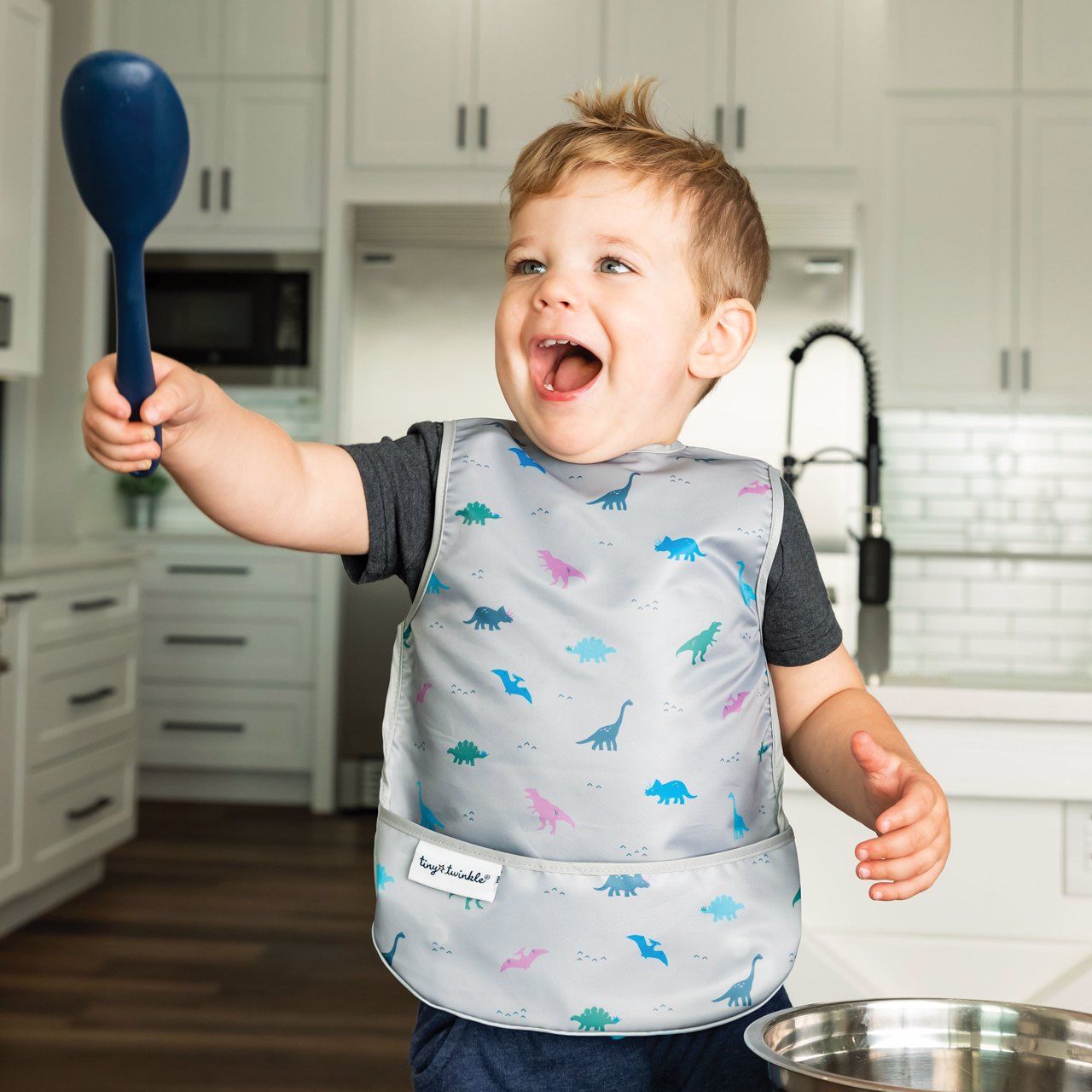 Tiny Twinkle - Mess - Proof Apron Bib - Dinosaur