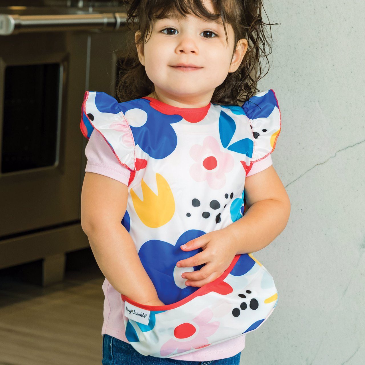 Tiny Twinkle - Mess - Proof Apron Bib - Modern Floral