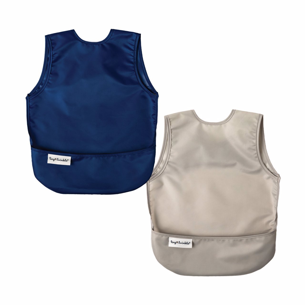 Tiny Twinkle - Mess - Proof Apron Bib Set of 2 - Grey, Dark Blue