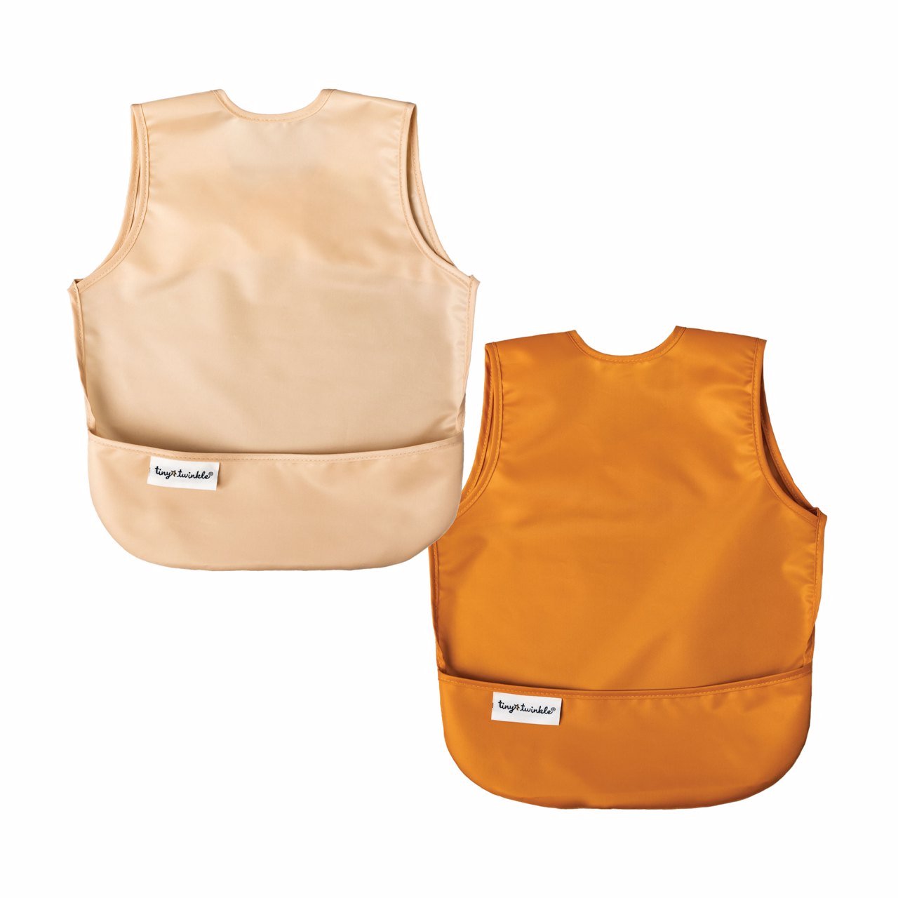 Tiny Twinkle - Mess - Proof Apron Bib Set of 2 - Sand, Cinnamon
