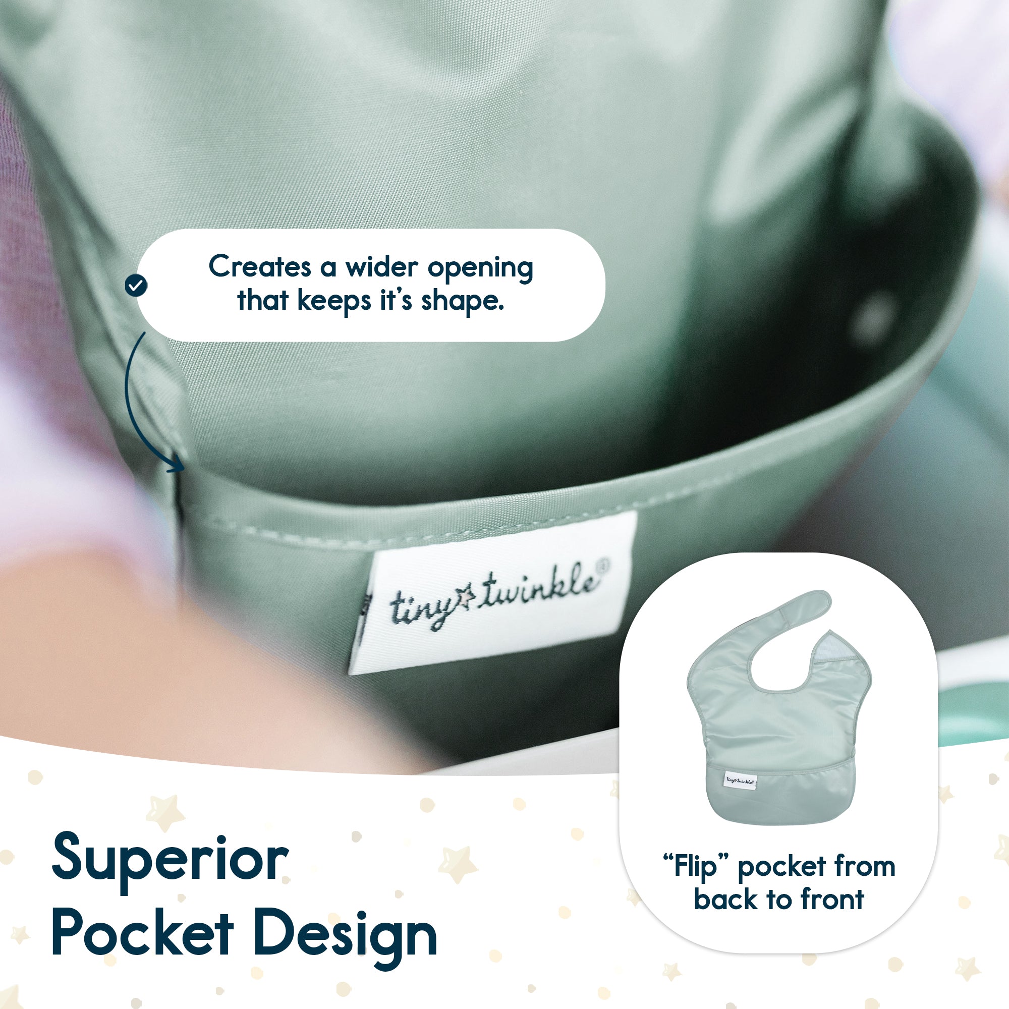 Tiny Twinkle - Mess - Proof Easy Bib 3 pack - Cowboy, Cinnamon, Sage