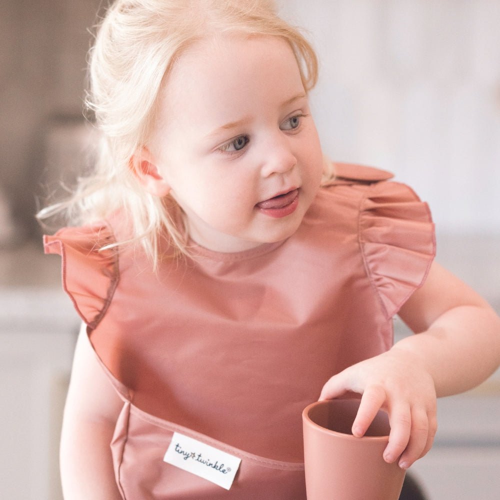 Tiny Twinkle - Mess - Proof Easy Bib 3 Pack - Flutter, Peach & Rose Red Set