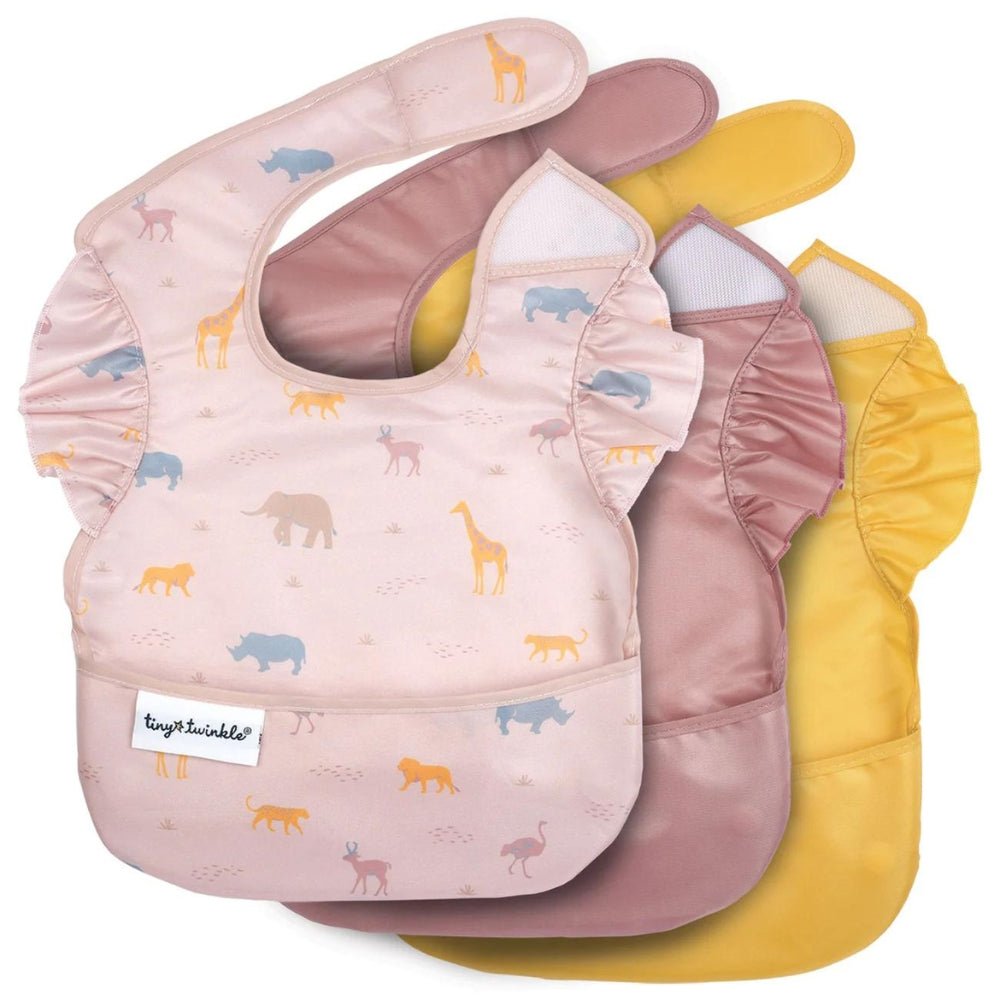 Tiny Twinkle - Mess - Proof Easy Bib 3 Pack - Petite Safari Set