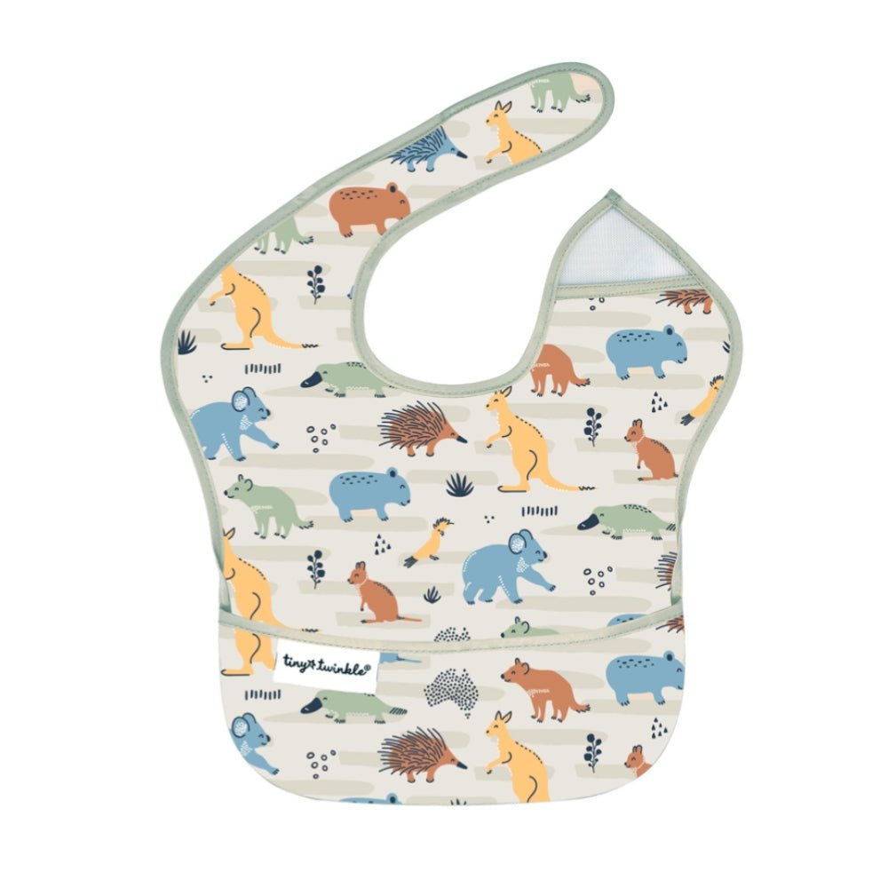 Tiny Twinkle - Mess - Proof Easy Bib - Aussie Animals Outback Sage
