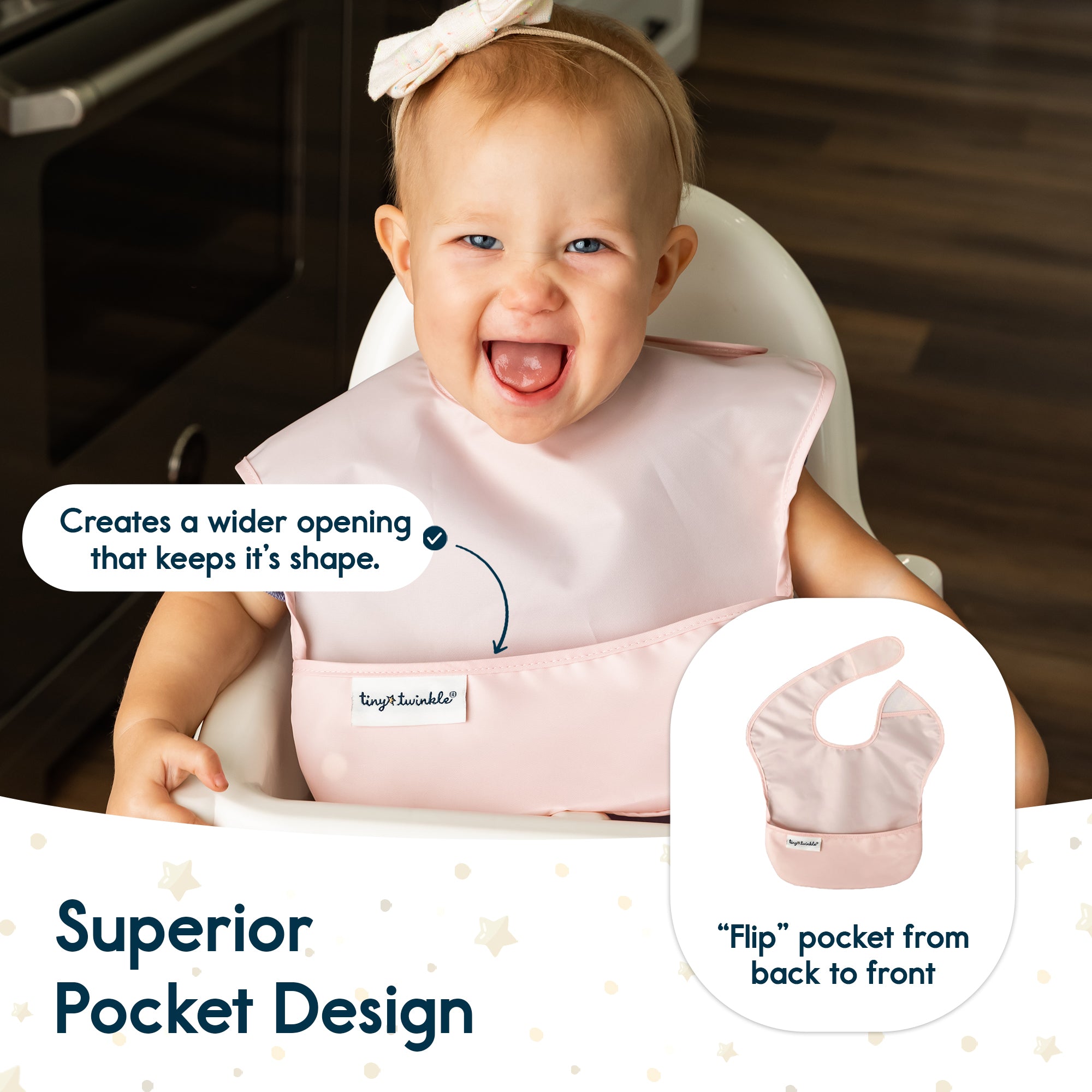 Tiny Twinkle - Mess - Proof Easy Bib - Beige Checkers