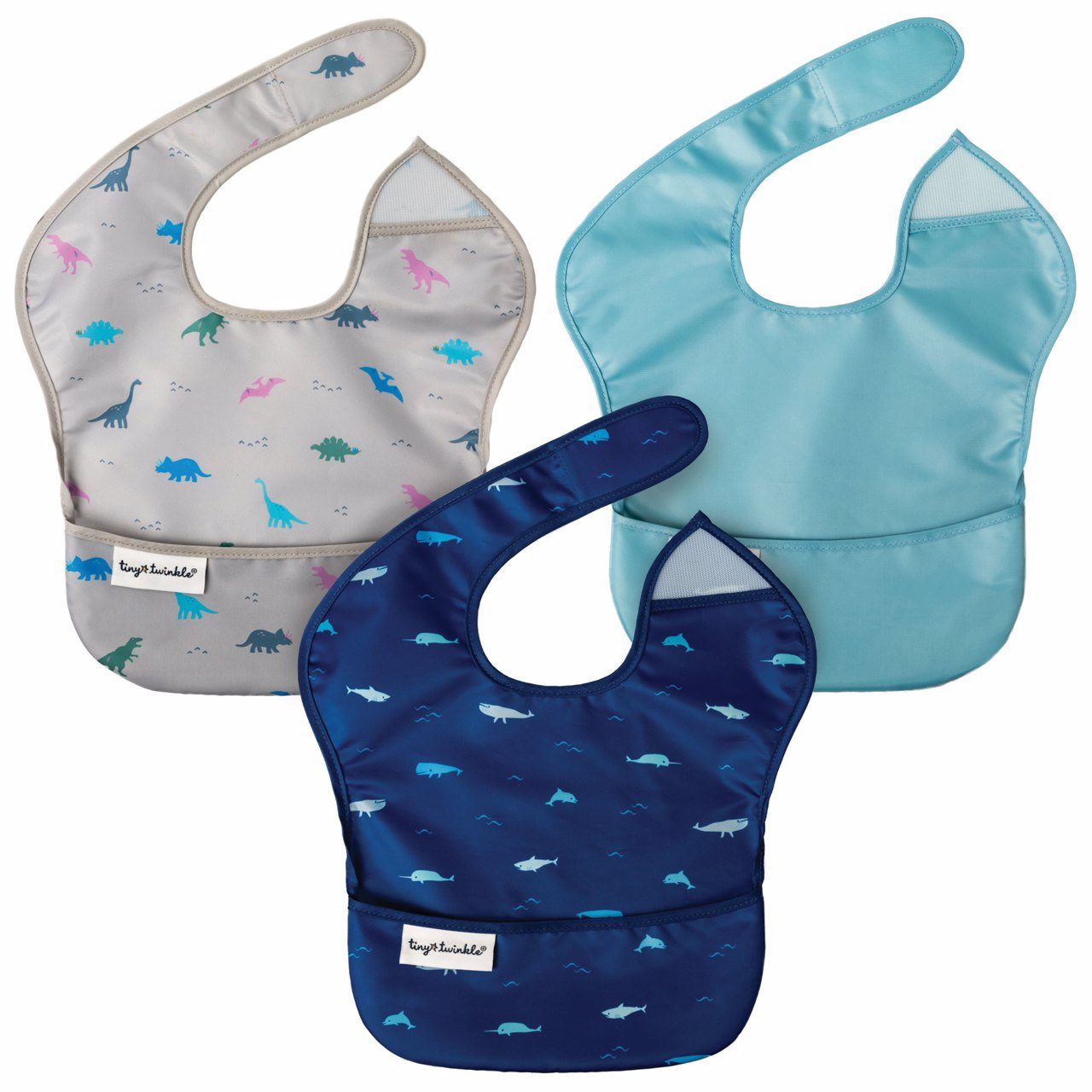 Tiny Twinkle - Mess - Proof Easy Bib - Ocean Set of 3