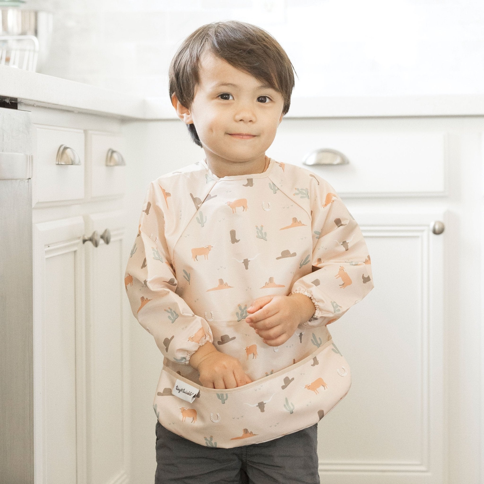 Tiny Twinkle - Mess - Proof Long Sleeve Bib - Cowboy - Small/Large