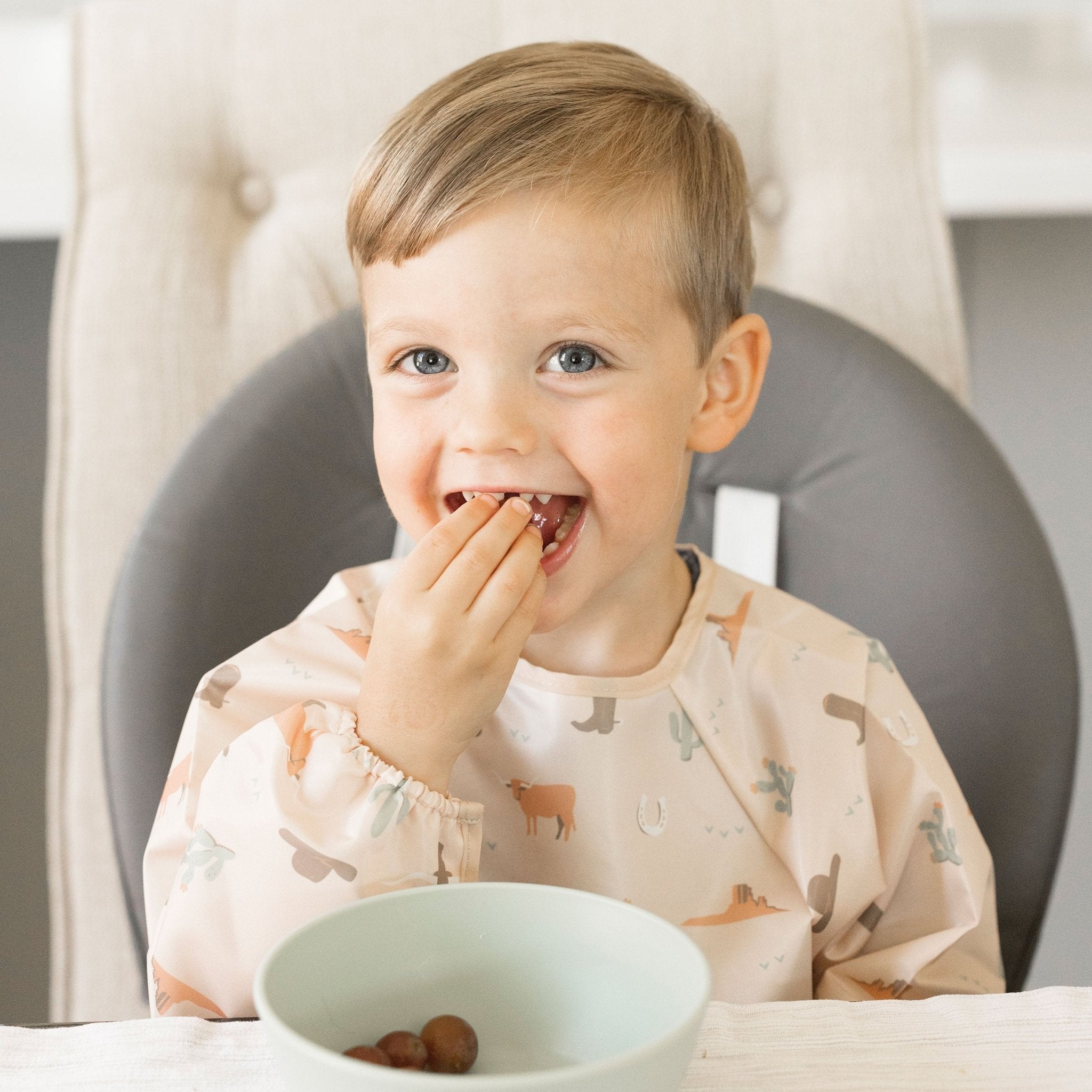 Tiny Twinkle - Mess - Proof Long Sleeve Bib - Cowboy - Small/Large