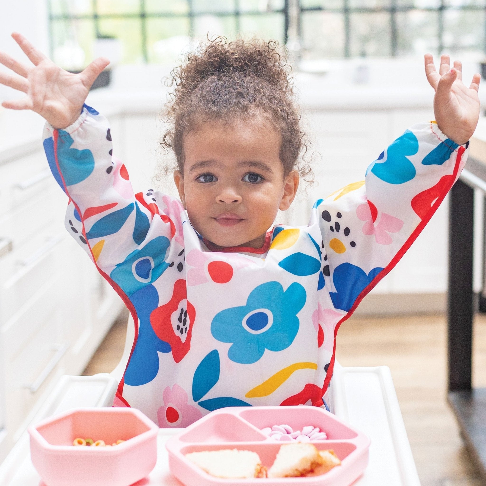 Tiny Twinkle - Mess - Proof Long Sleeve Bib - Modern Floral