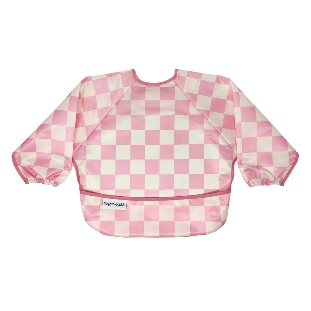Tiny Twinkle - Mess - Proof Long Sleeve Bib - Pink Checkers