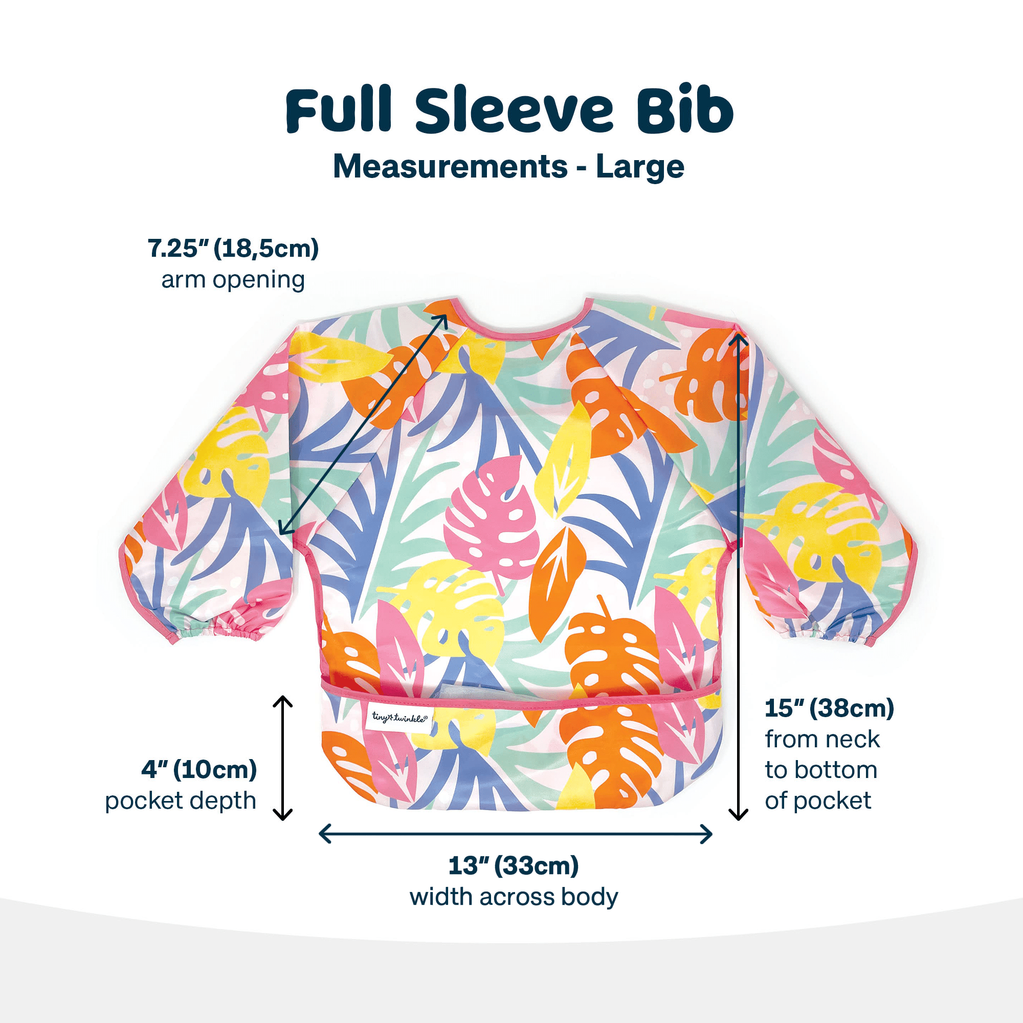 Tiny Twinkle - Mess - Proof Long Sleeve Bib - Pink Palm