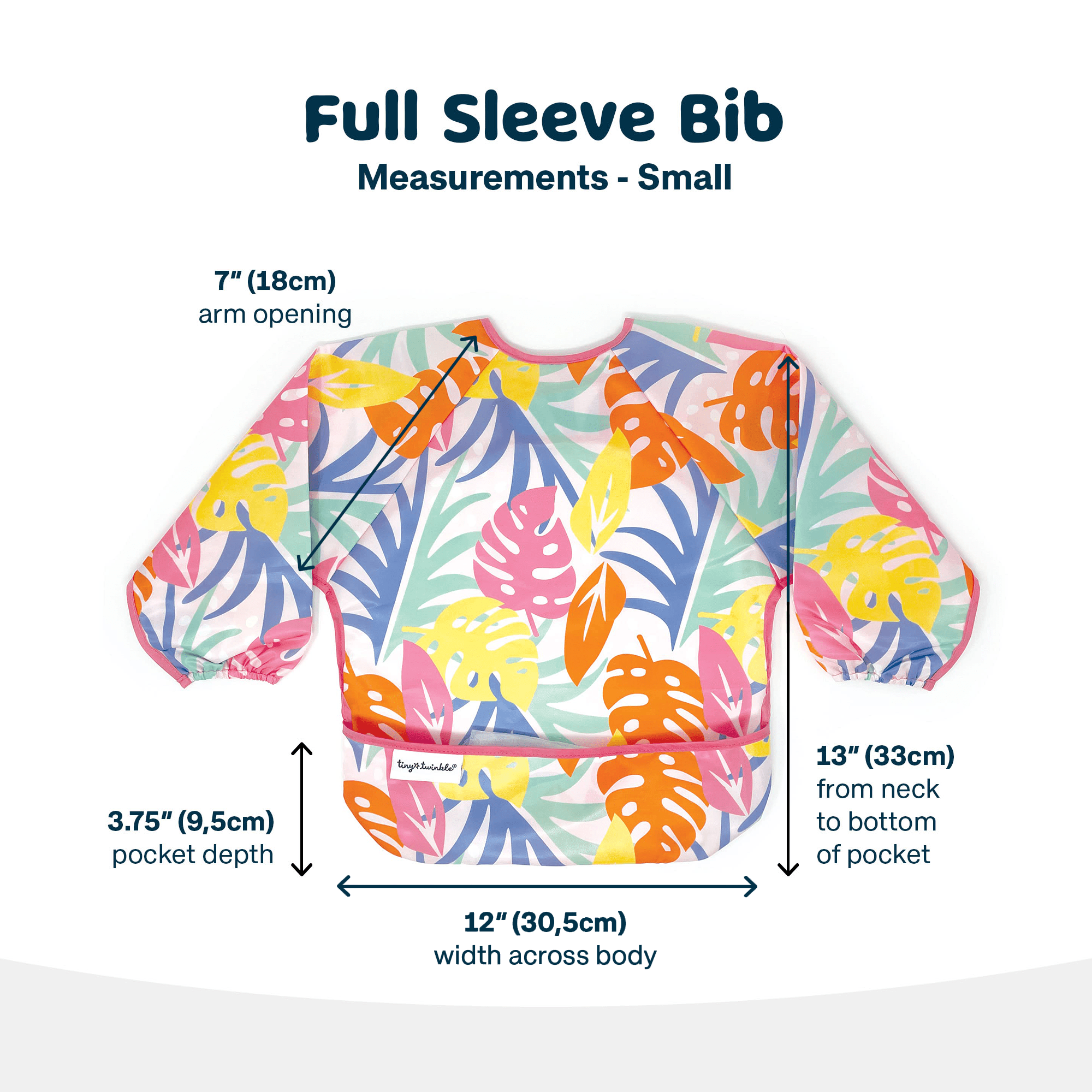 Tiny Twinkle - Mess - Proof Long Sleeve Bib - Pink Palm
