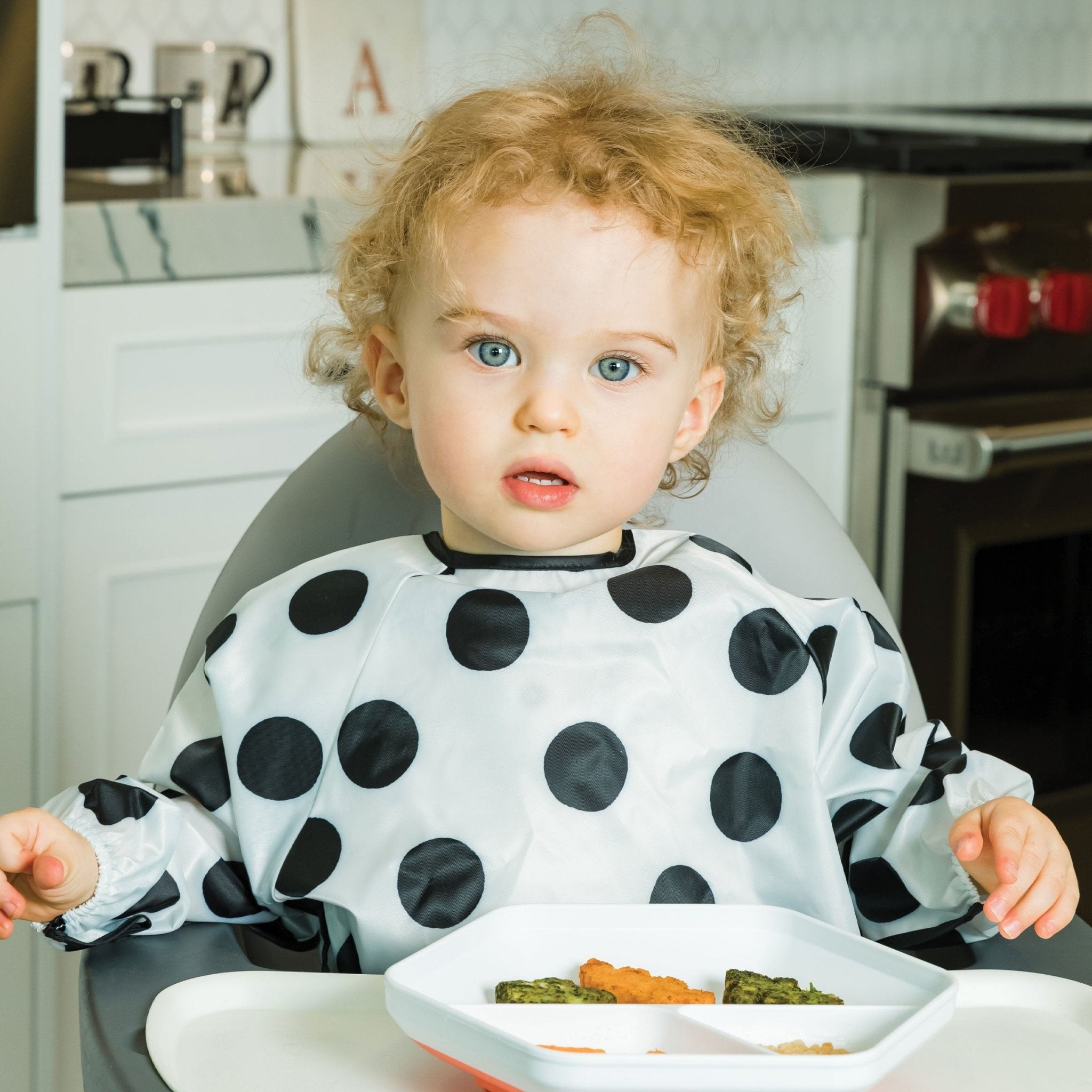 Tiny Twinkle - Mess - Proof Long Sleeve Bib - Polka Dot - Small/Large