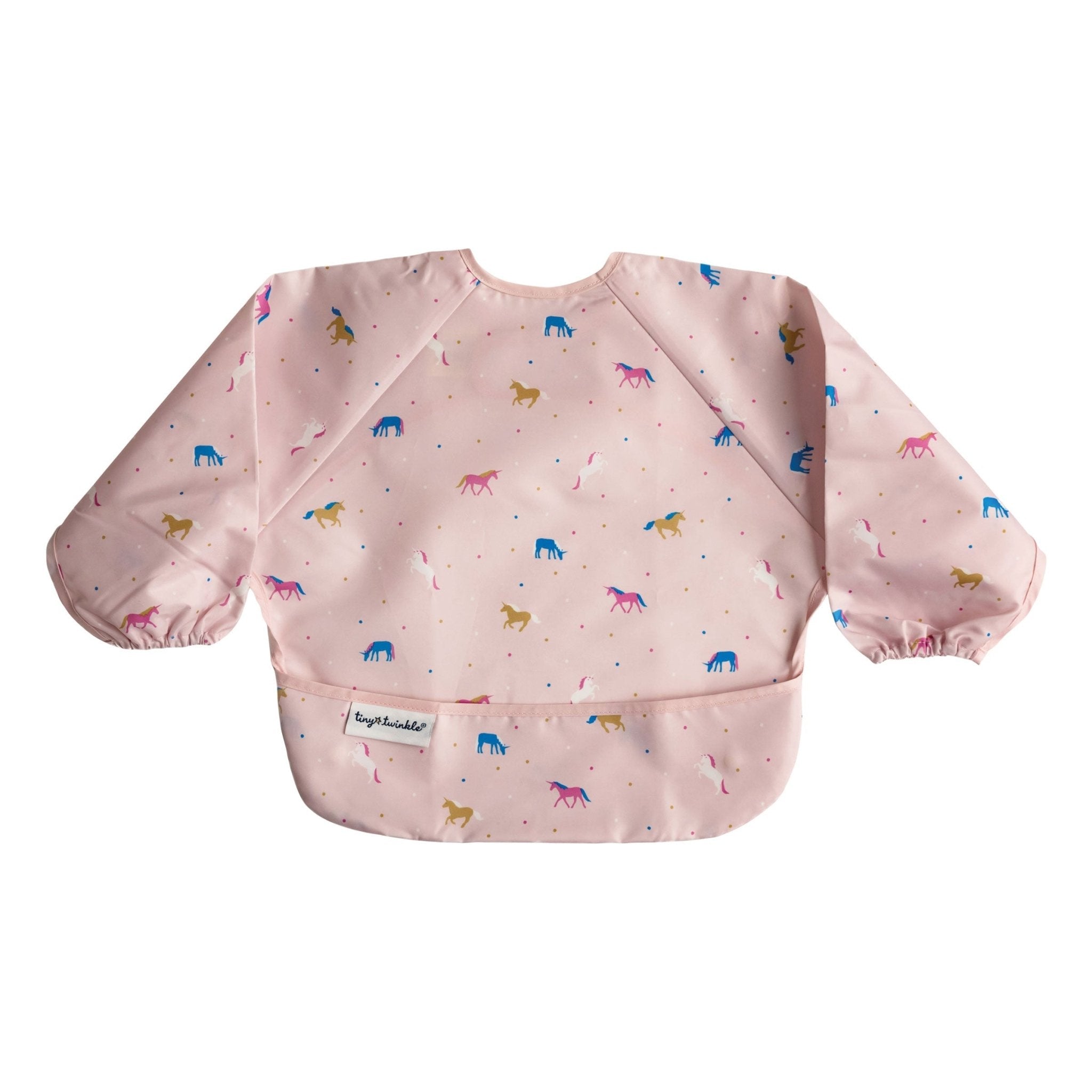 Tiny Twinkle - Mess - Proof Long Sleeve Bib - Unicorn Confetti - Small/Large