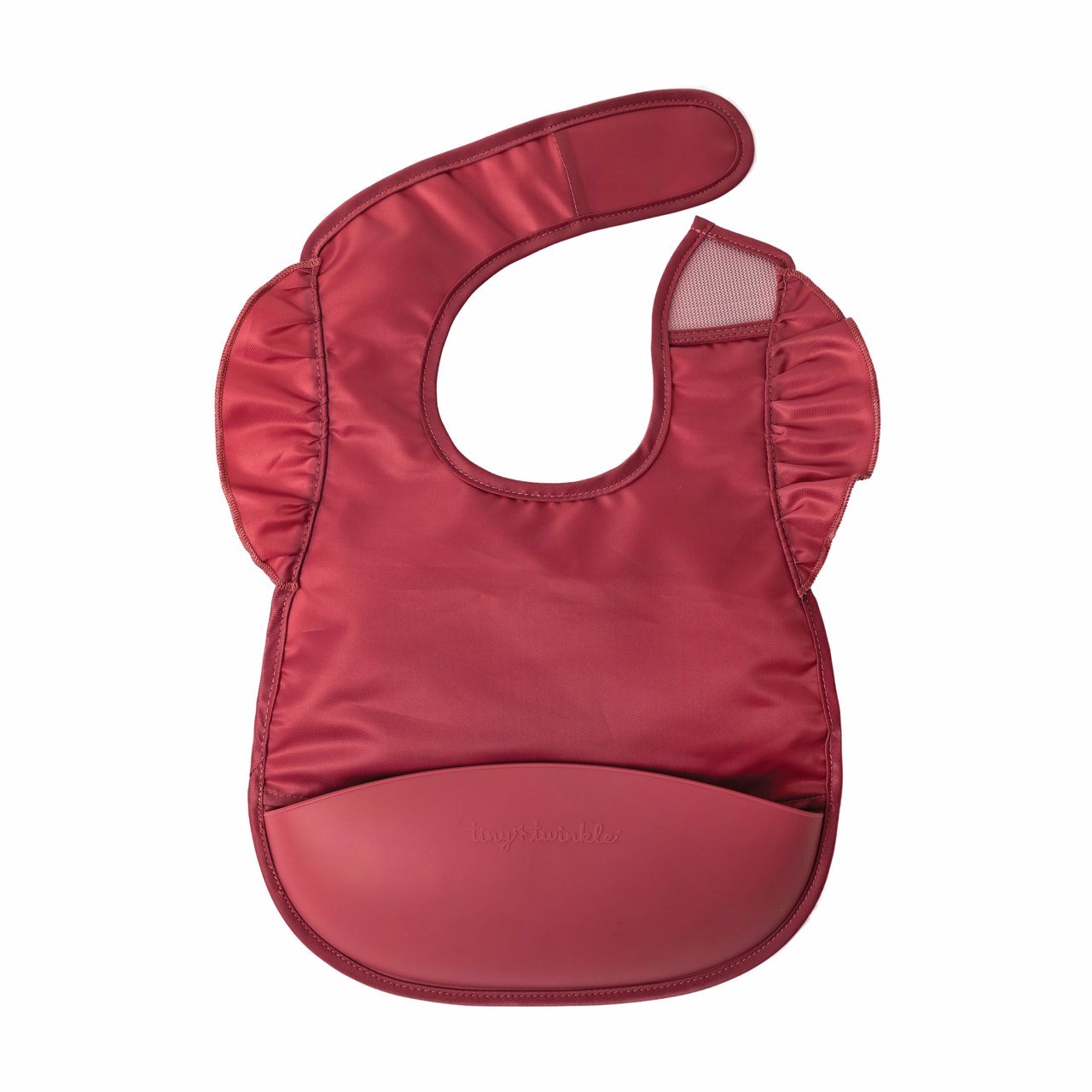 Tiny Twinkle - Mess - Proof Silicone Pocket Bib - Burgundy
