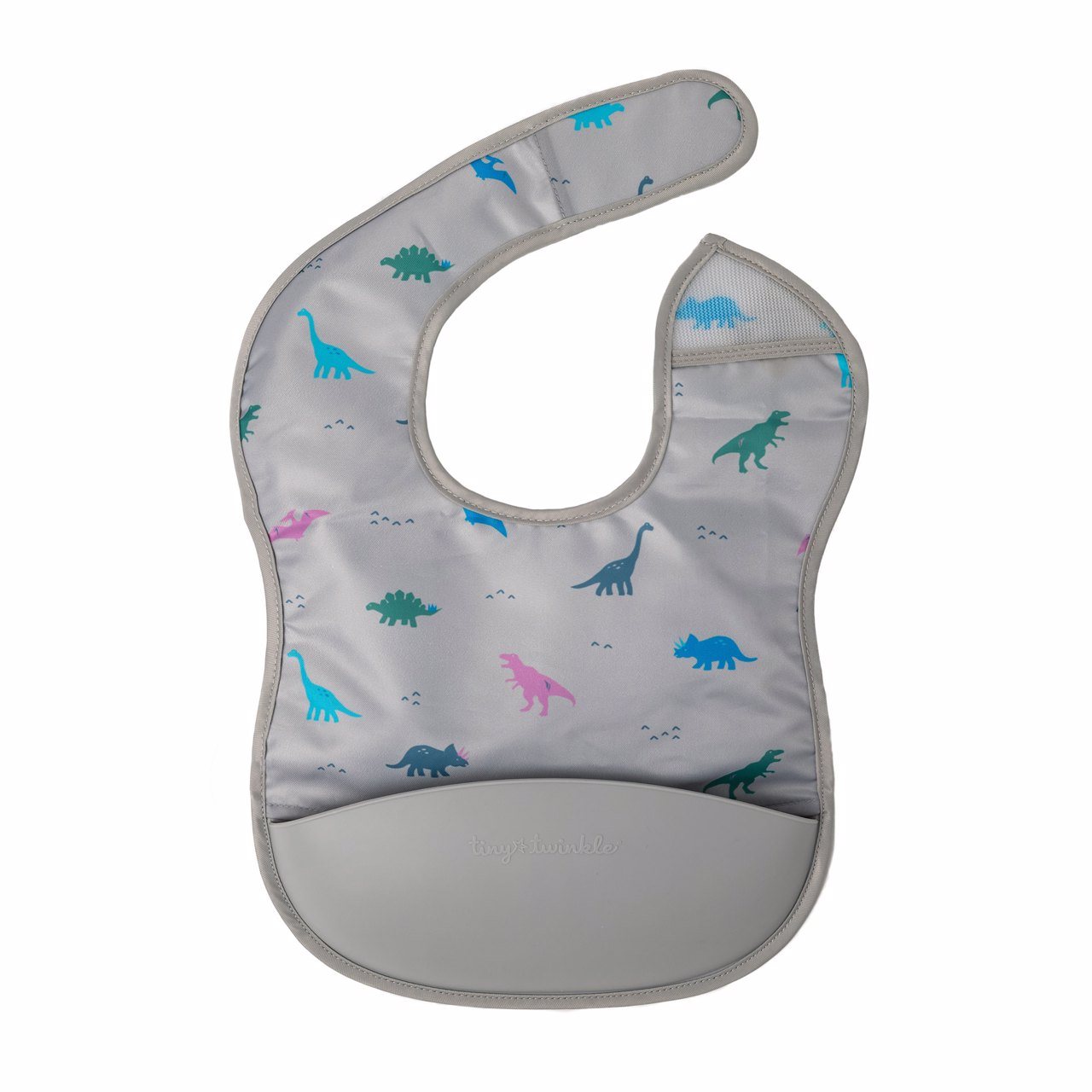 Tiny Twinkle - Mess - Proof Silicone Pocket Bib - Dinosaur