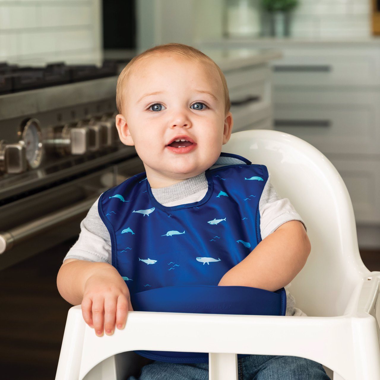 Tiny Twinkle - Mess - Proof Silicone Pocket Bib - Ocean Life