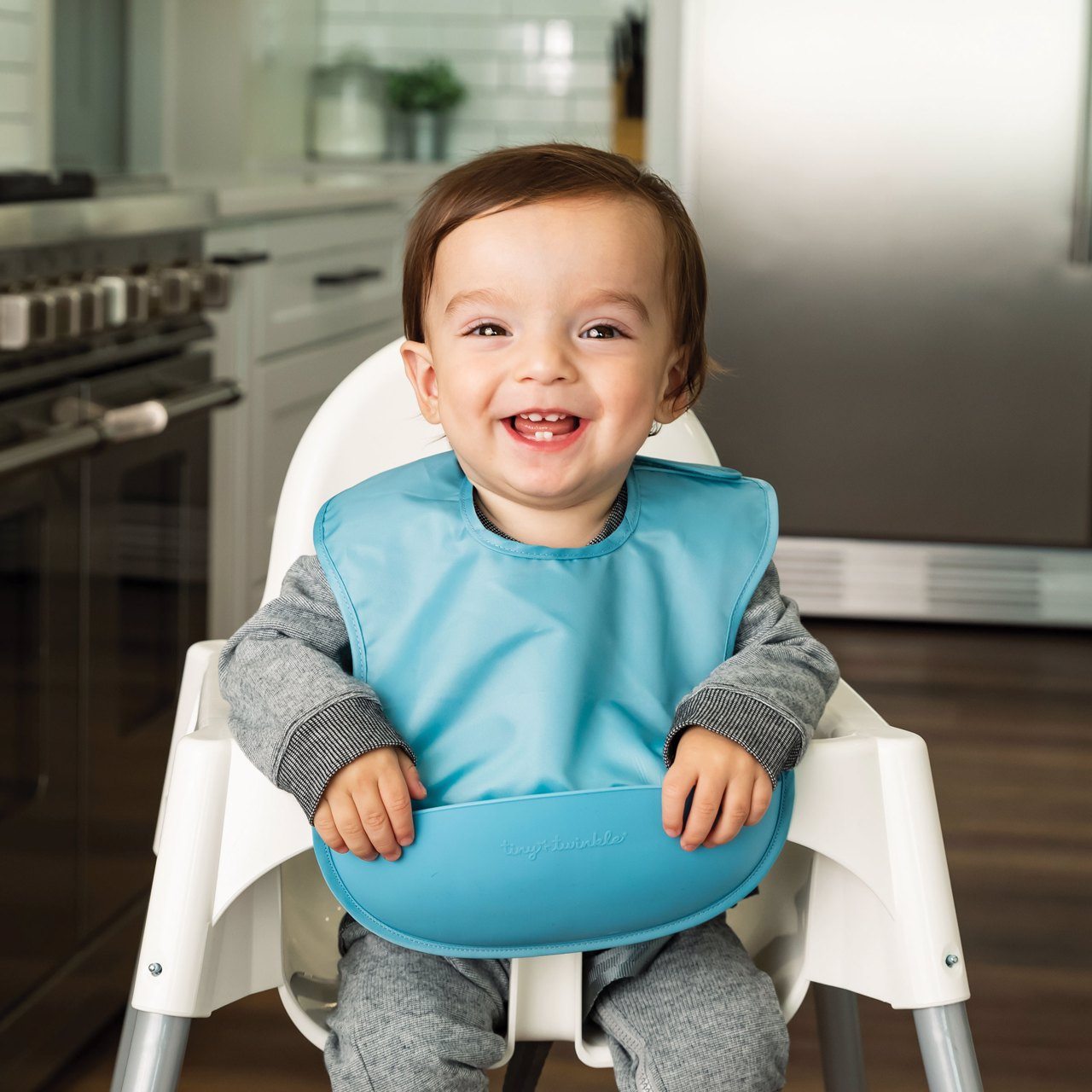 Tiny Twinkle - Mess - Proof Silicone Pocket Bib - Slate Blue