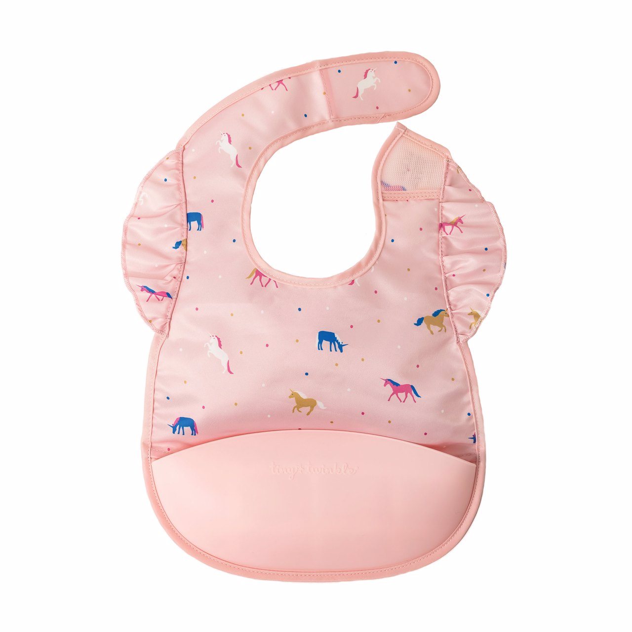 Tiny Twinkle - Mess - Proof Silicone Pocket Bib - Unicorn Confetti