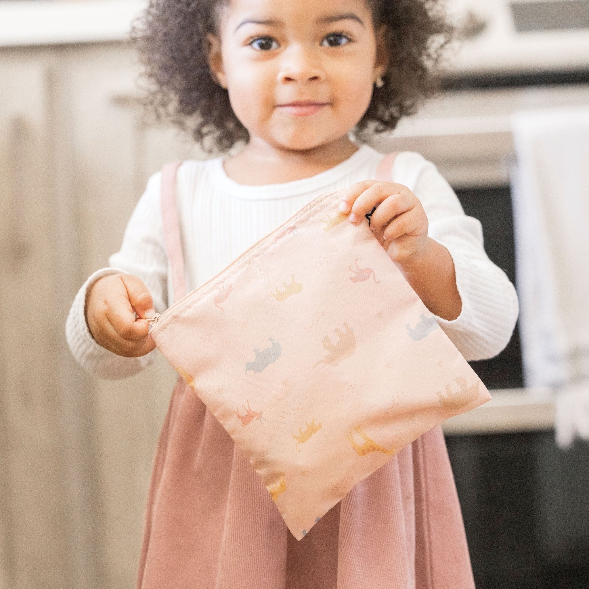 Tiny Twinkle - Mess - Proof Snack Bag 5 Pack - Black & Sage Checkers