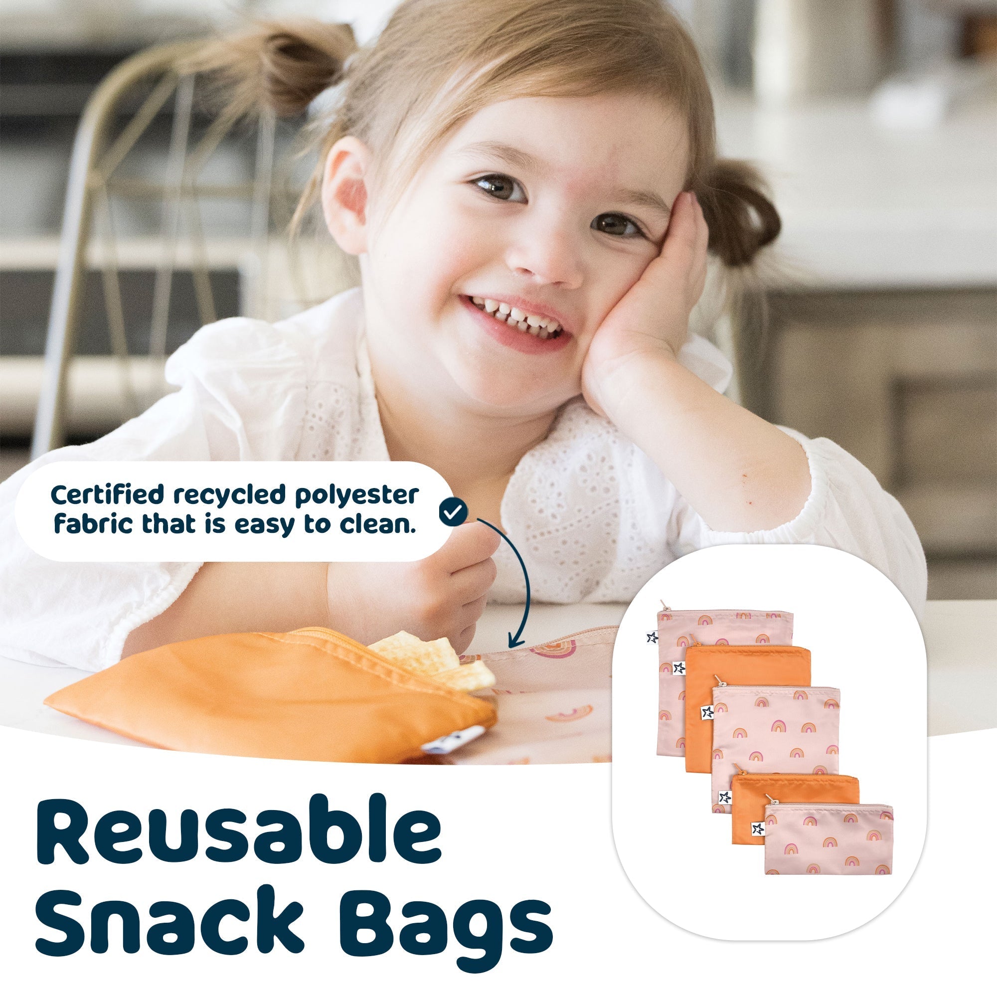 Tiny Twinkle - Mess - Proof Snack Bag 5 Pack - Black & Sage Checkers