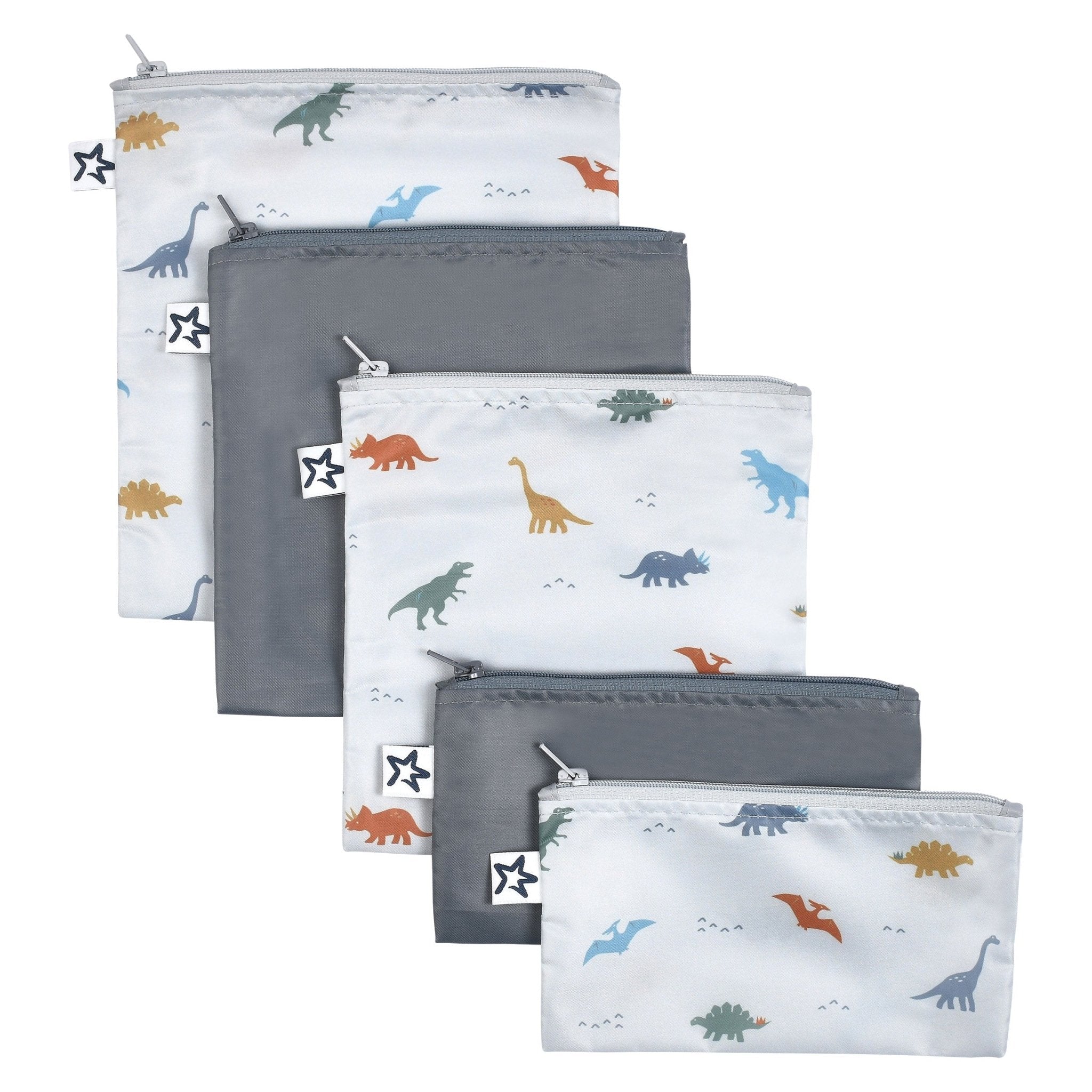 Tiny Twinkle - Mess - Proof Snack Bag 5 Pack - Dinosaur