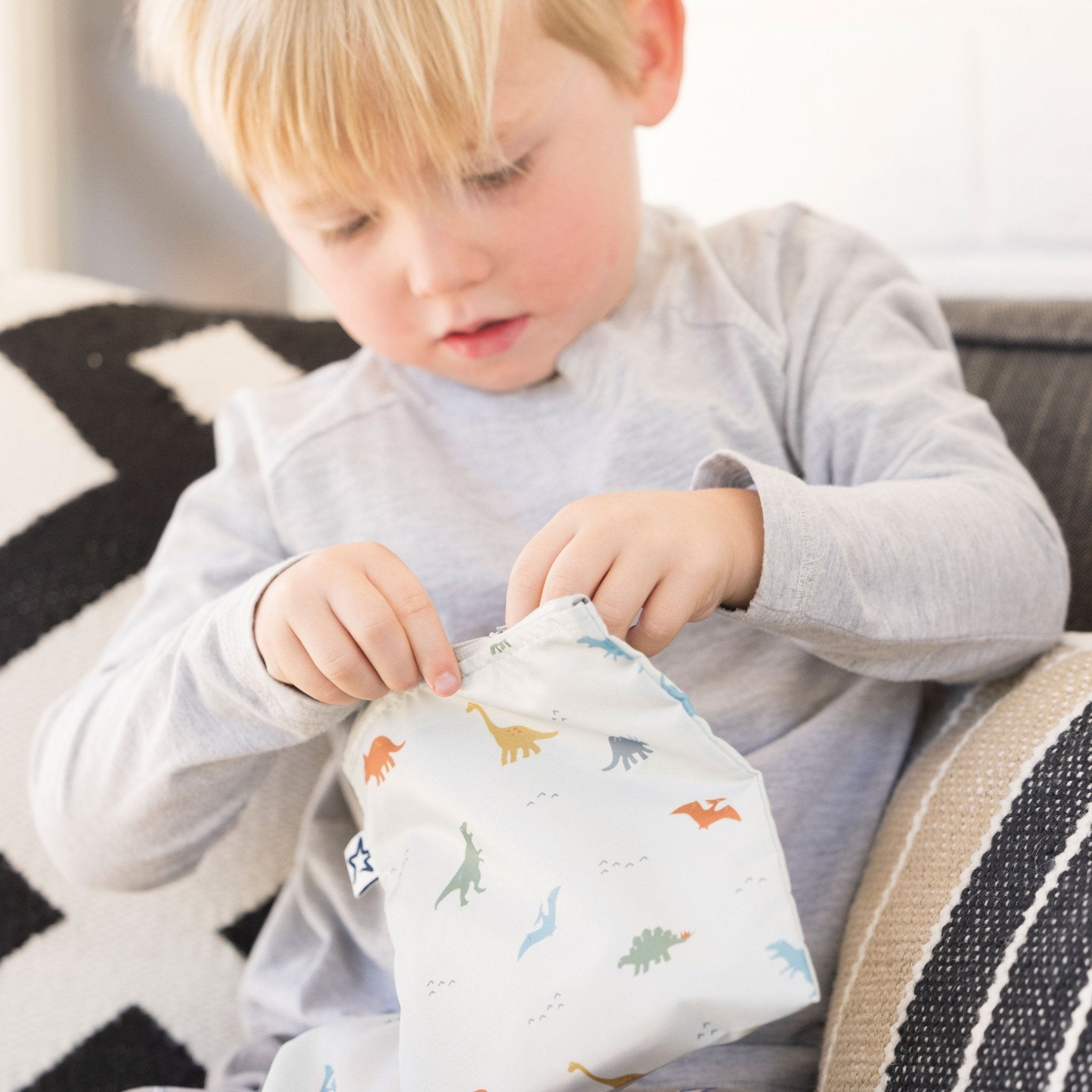 Tiny Twinkle - Mess - Proof Snack Bag 5 Pack - Dinosaur