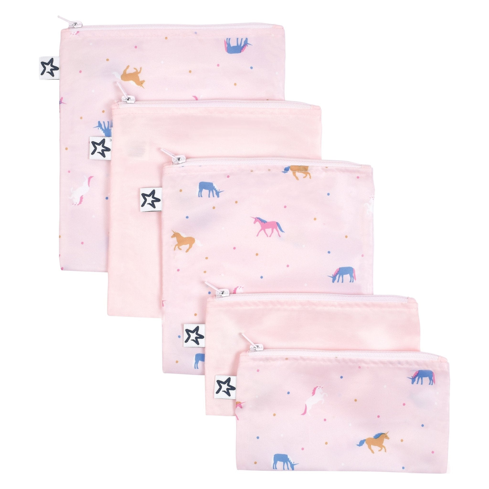 Tiny Twinkle - Mess - Proof Snack Bag 5 Pack - Unicorn