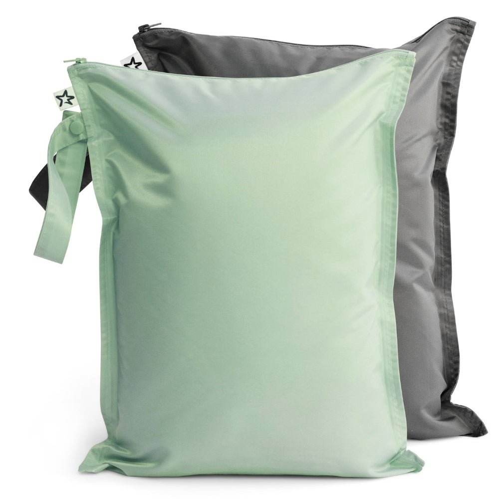 Tiny Twinkle - Mess - Proof Wet Bag 2 Pack - Sage & Charcoal
