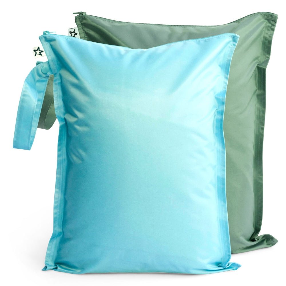 Tiny Twinkle - Mess - Proof Wet Bag 2 Pack - Slate & Olive