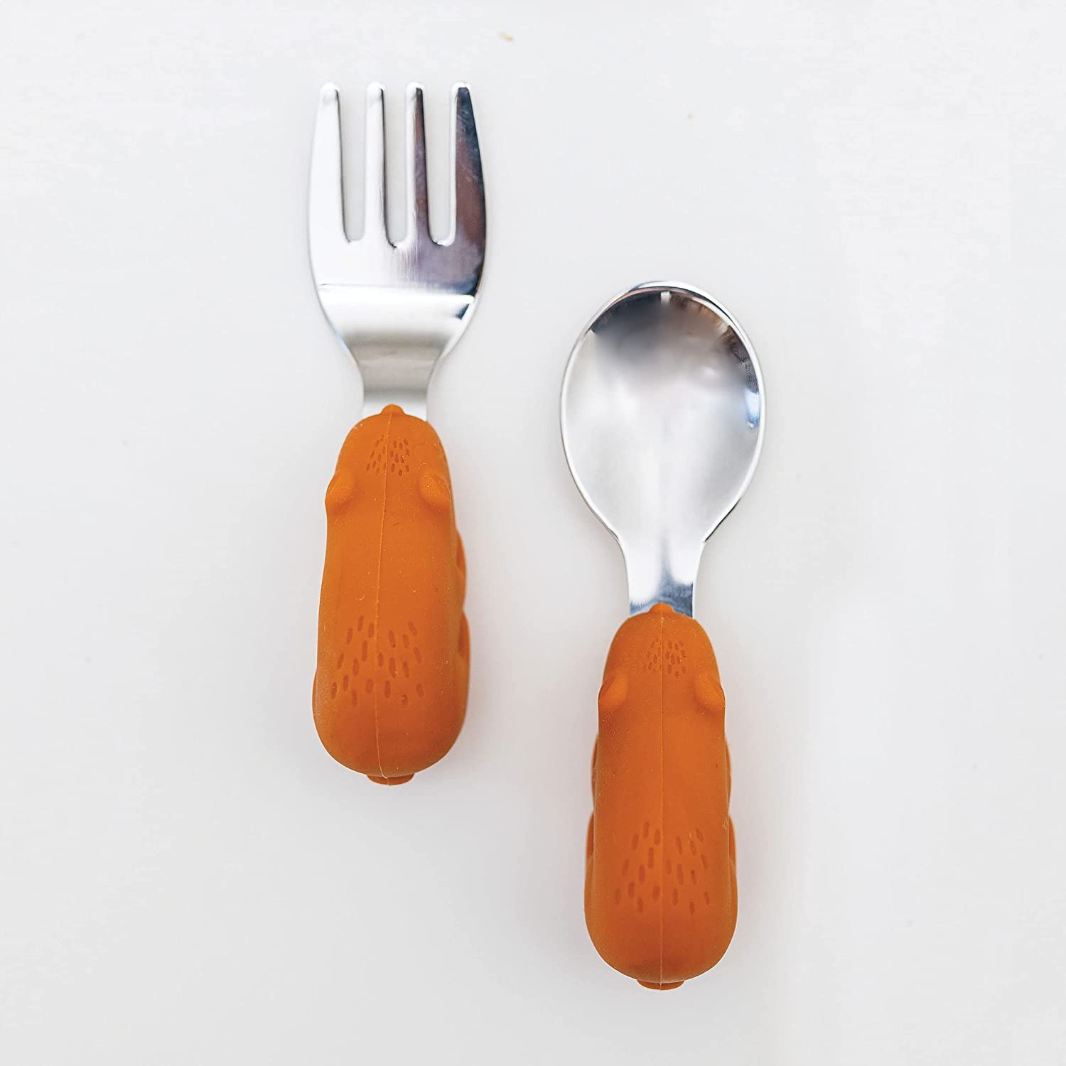 Tiny Twinkle - Silicone Stainless Steel Training Utensils - Cinnamon Bear