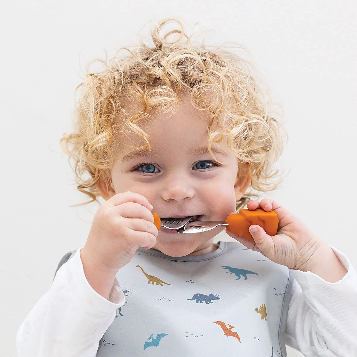 Tiny Twinkle - Silicone Stainless Steel Training Utensils - Cinnamon Bear
