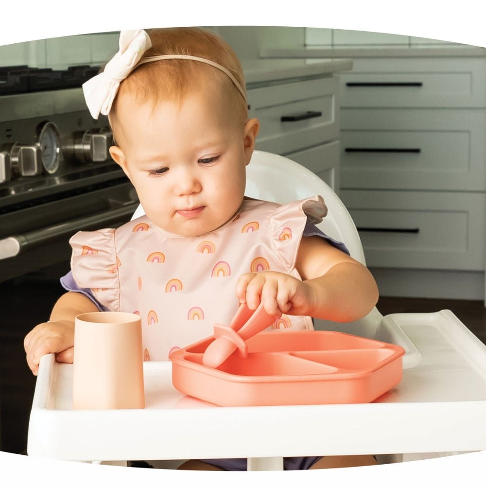 Tiny Twinkle - Silicone Suction Plate and Lid Set - Coral