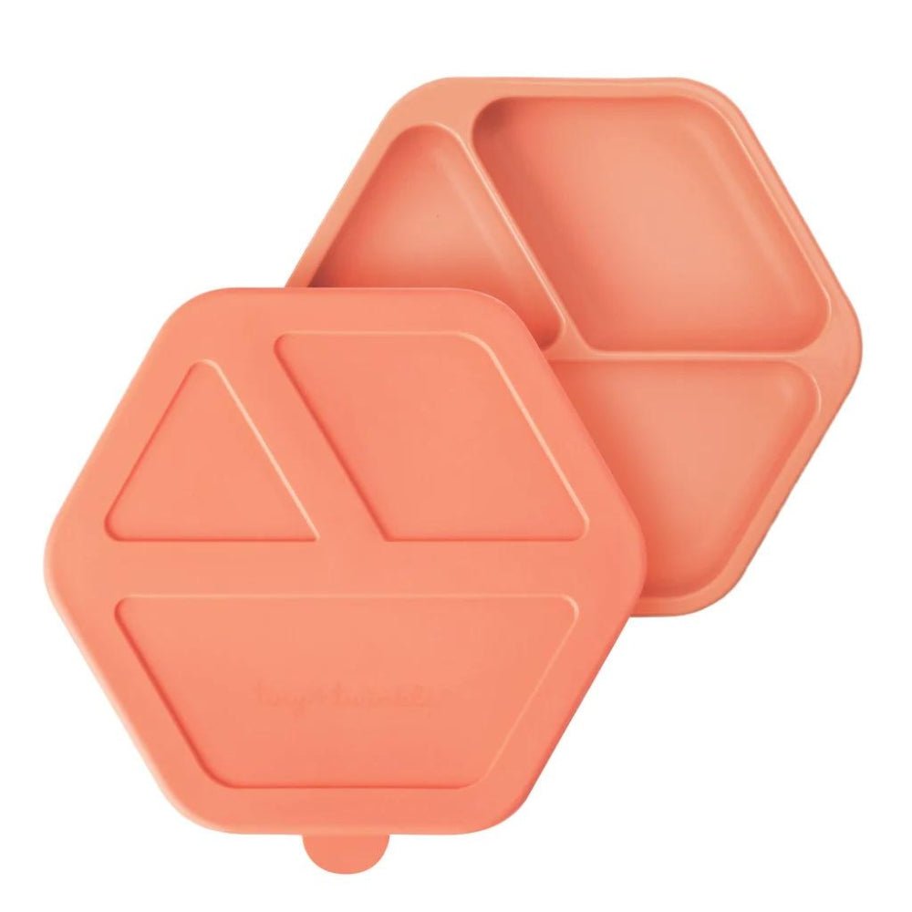 Tiny Twinkle - Silicone Suction Plate and Lid Set - Coral