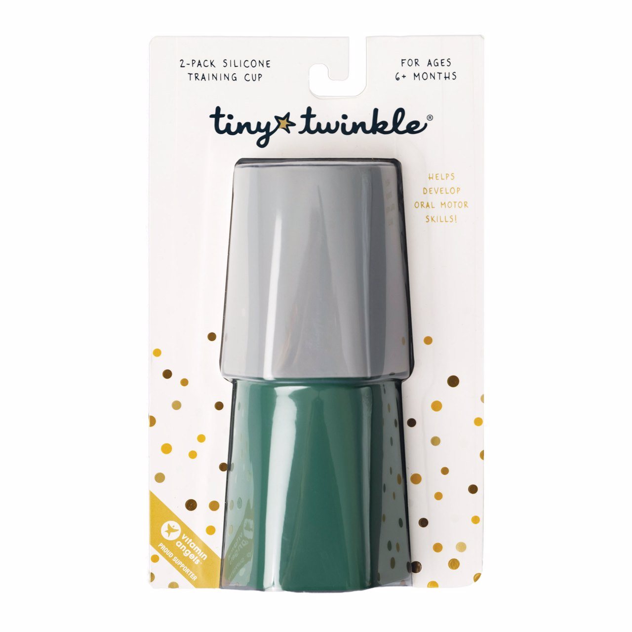 Tiny Twinkle - Silicone Training Cup 2PK - Olive/Grey