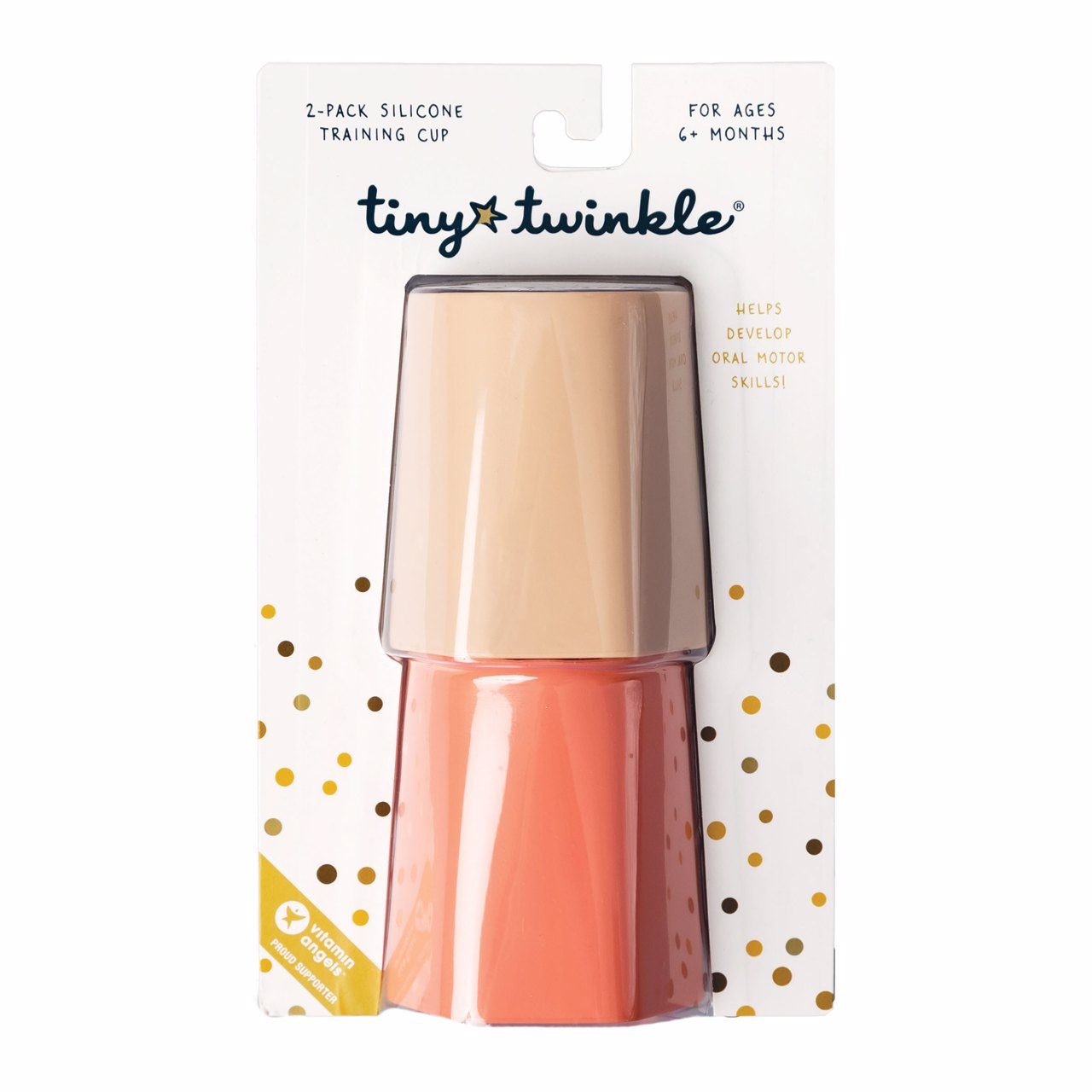 Tiny Twinkle - Silicone Training Cup 2PK - Sand/Coral