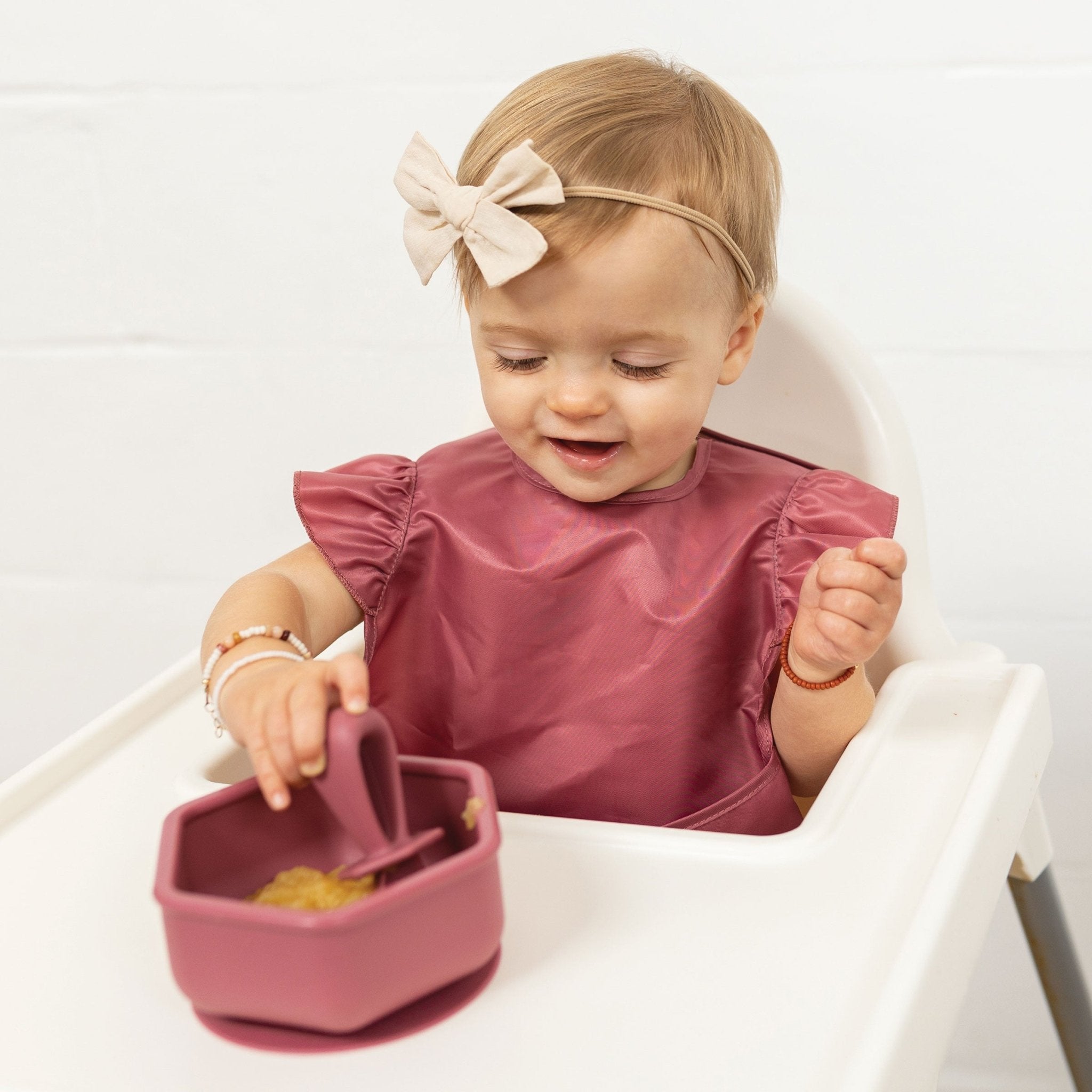Tiny Twinkle - Silicone Training Utensils - Burgundy