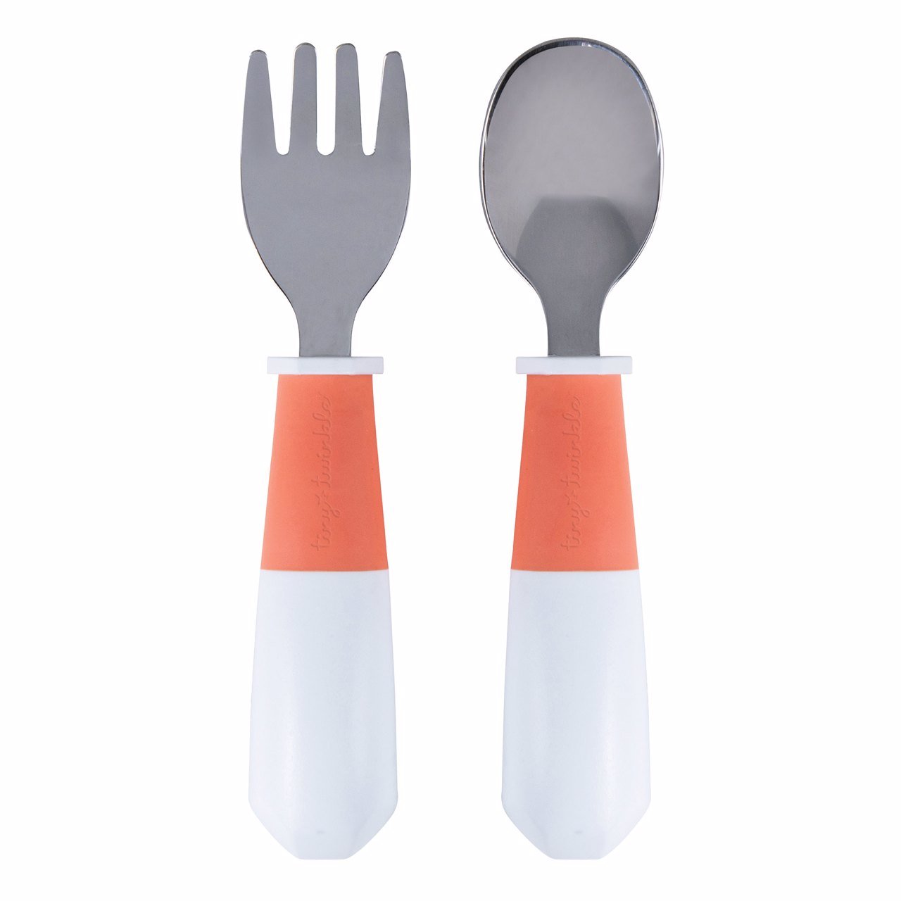 Tiny Twinkle - Stainless Steel Fork and Spoon Set - Coral