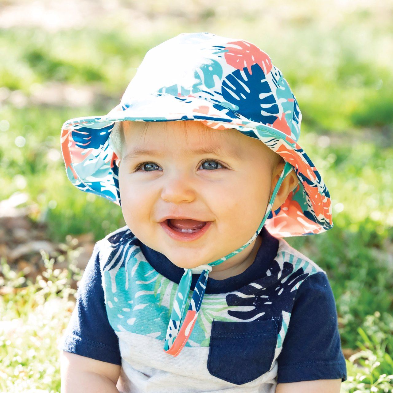 Tiny Twinkle - UPF 50+ Kids Sun Bucket Hat - Monstera