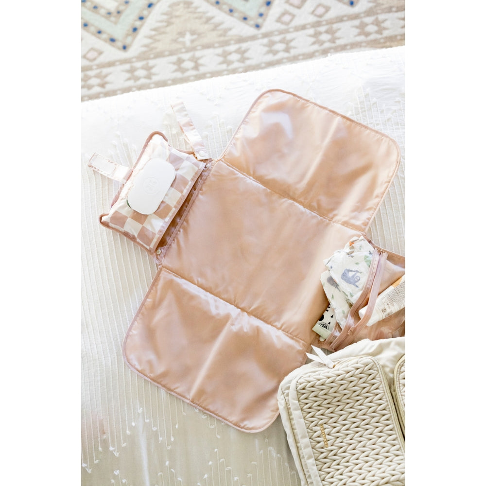 Tiny Twinkle - Portable Nappy Changing Pad - Beige Checkers