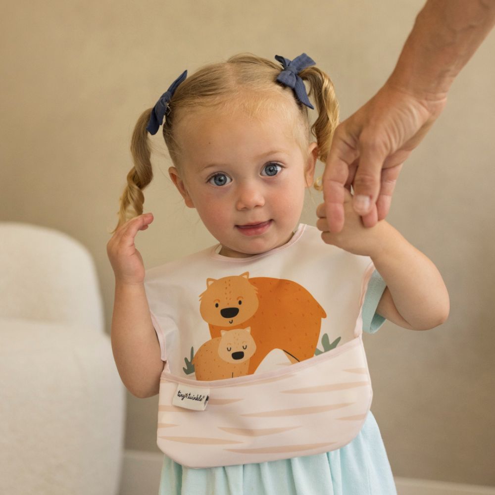 Tiny Twinkle - Mess-Proof Easy Bib - Wombat Beige