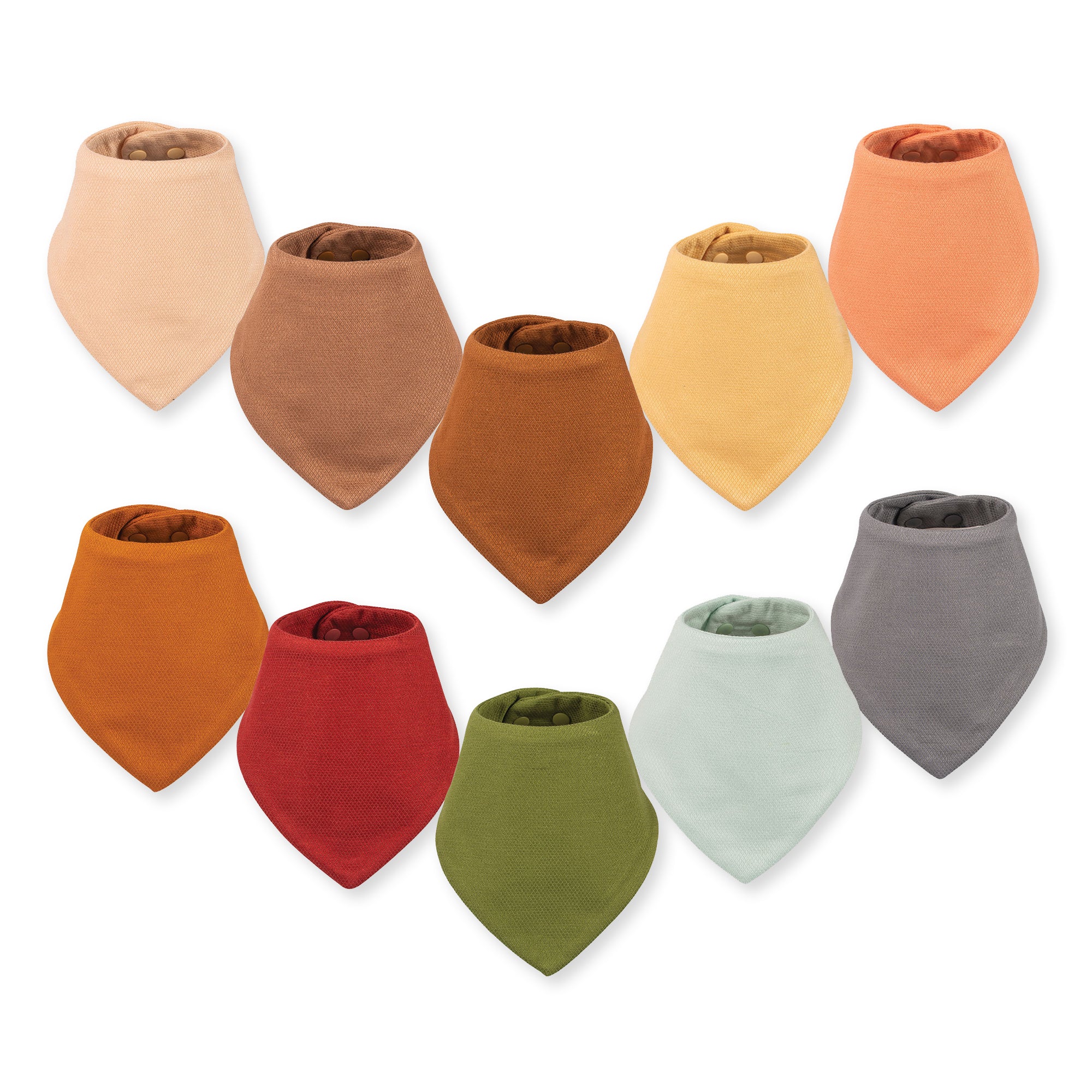 Tiny Twinkle - Kaffle® Bandana Bib 10 Pack - Grey Green & Brown