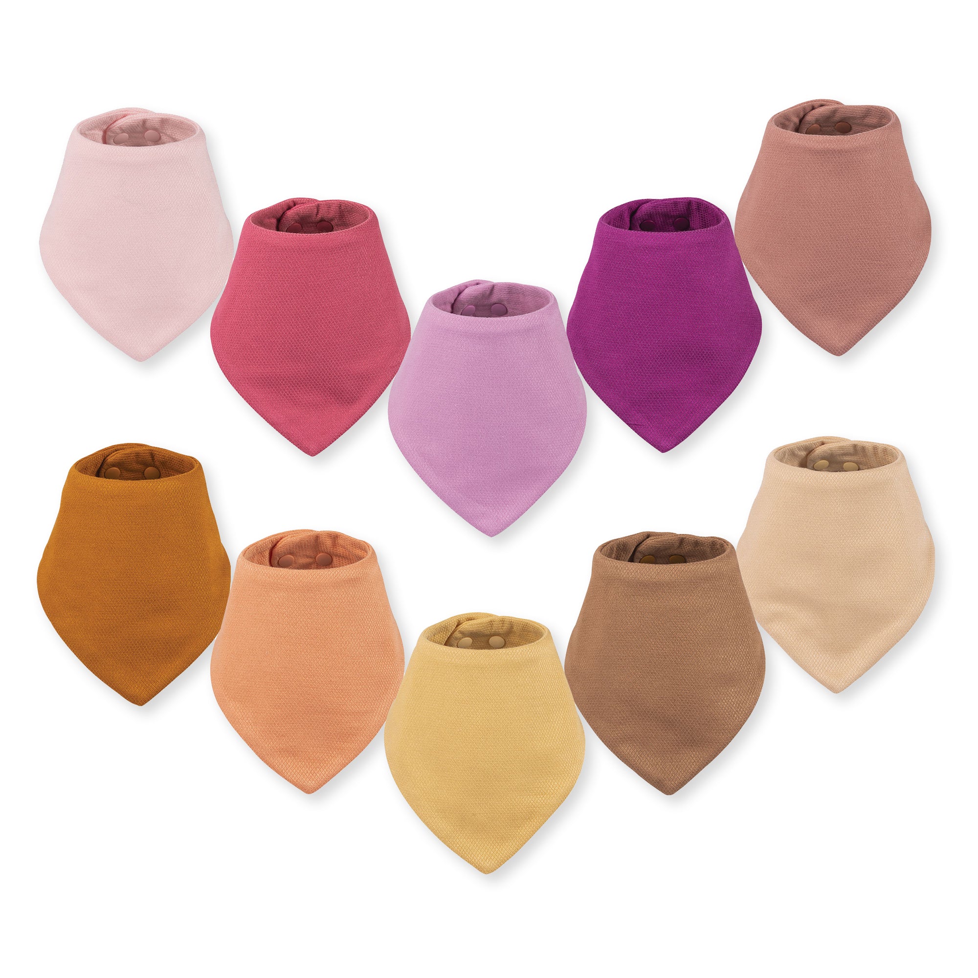 Tiny Twinkle - Kaffle® Bandana Bib 10 Pack - Pink & Brown
