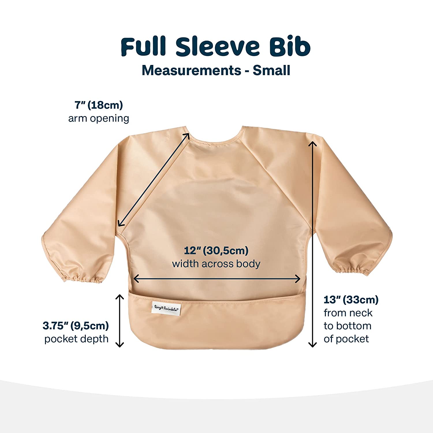 Tiny Twinkle - Mess-proof Full Long Sleeve Bib 2 Pack - Sand, Cinnamon - Small/Large