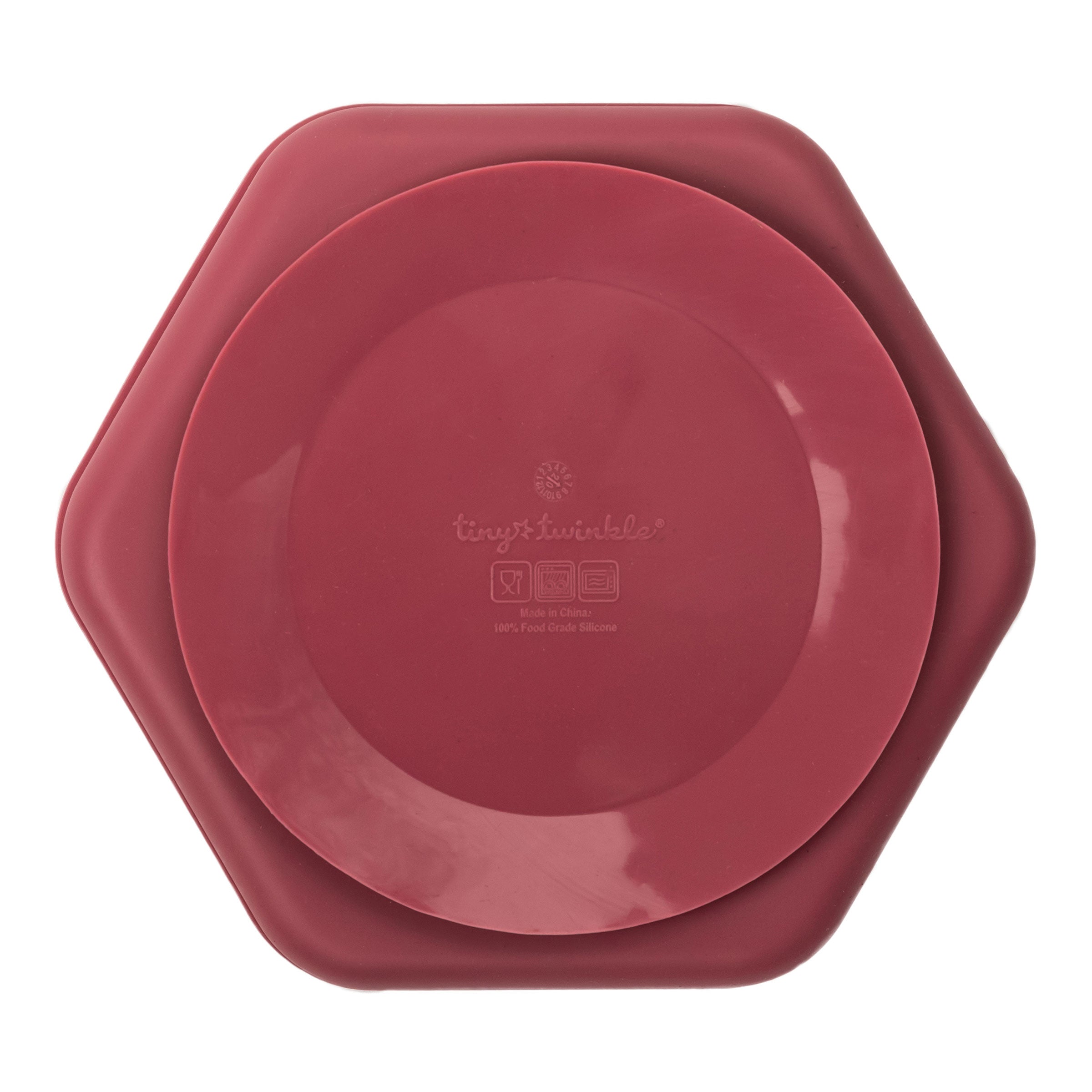 Tiny Twinkle - Silicone Plate and Lid Set - Burgundy