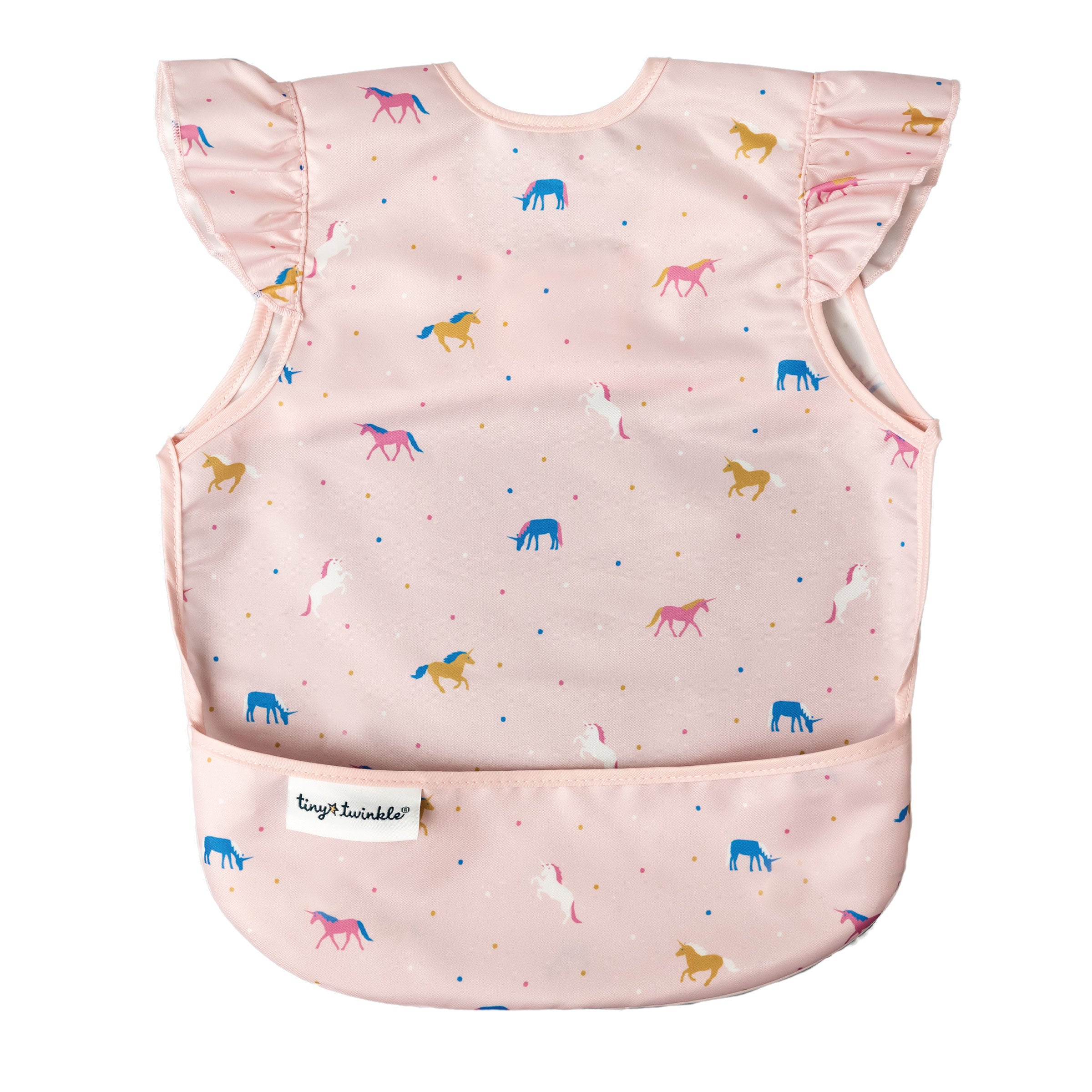 Tiny Twinkle - Mess-proof Apron Bib Ruffle - Unicorn Confetti