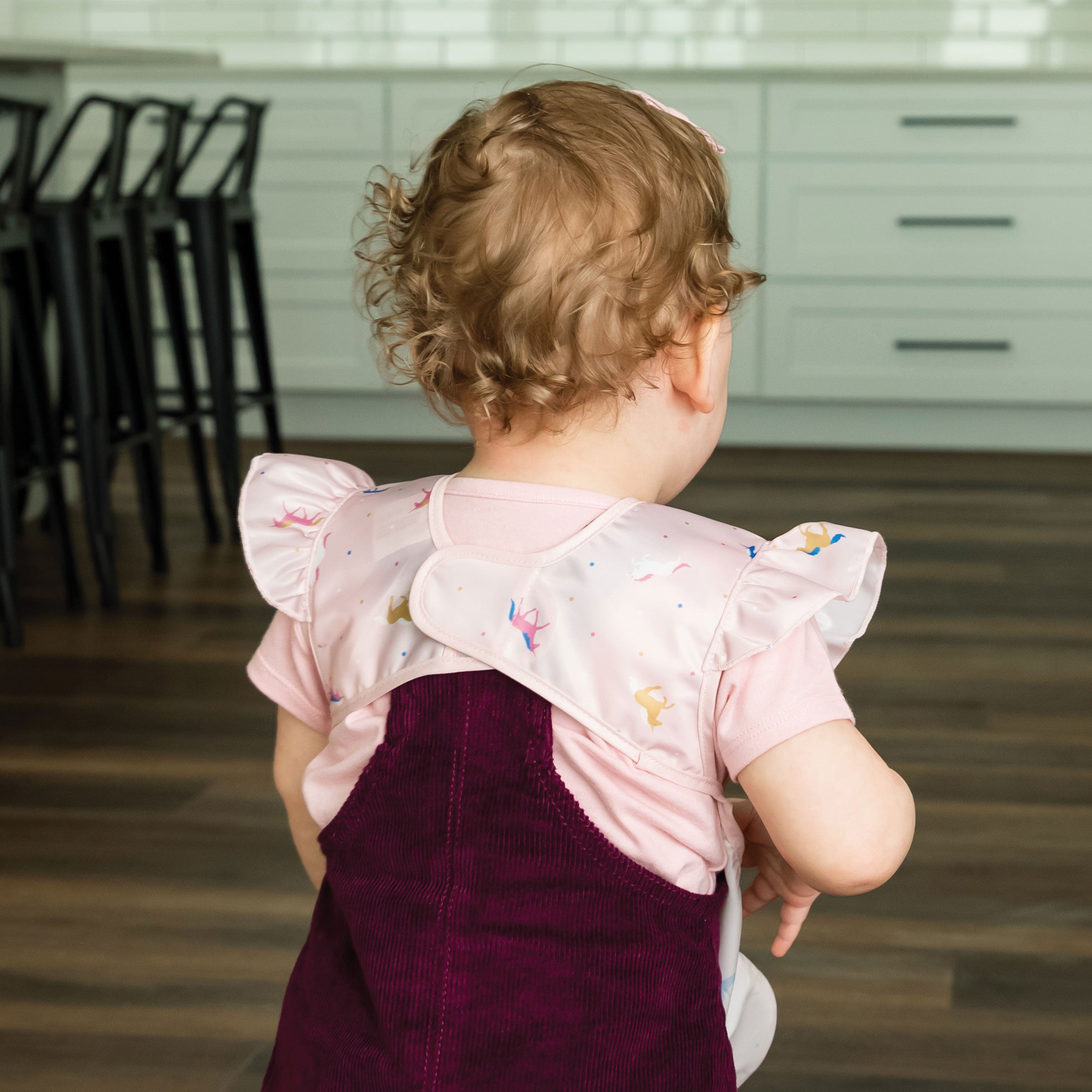 Tiny Twinkle - Mess-proof Apron Bib Ruffle - Unicorn Confetti